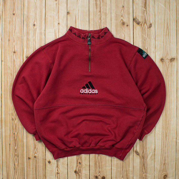 (S/M) Vintage Adidas Equipment Embroidered Quarter-Zip Sweatshirt