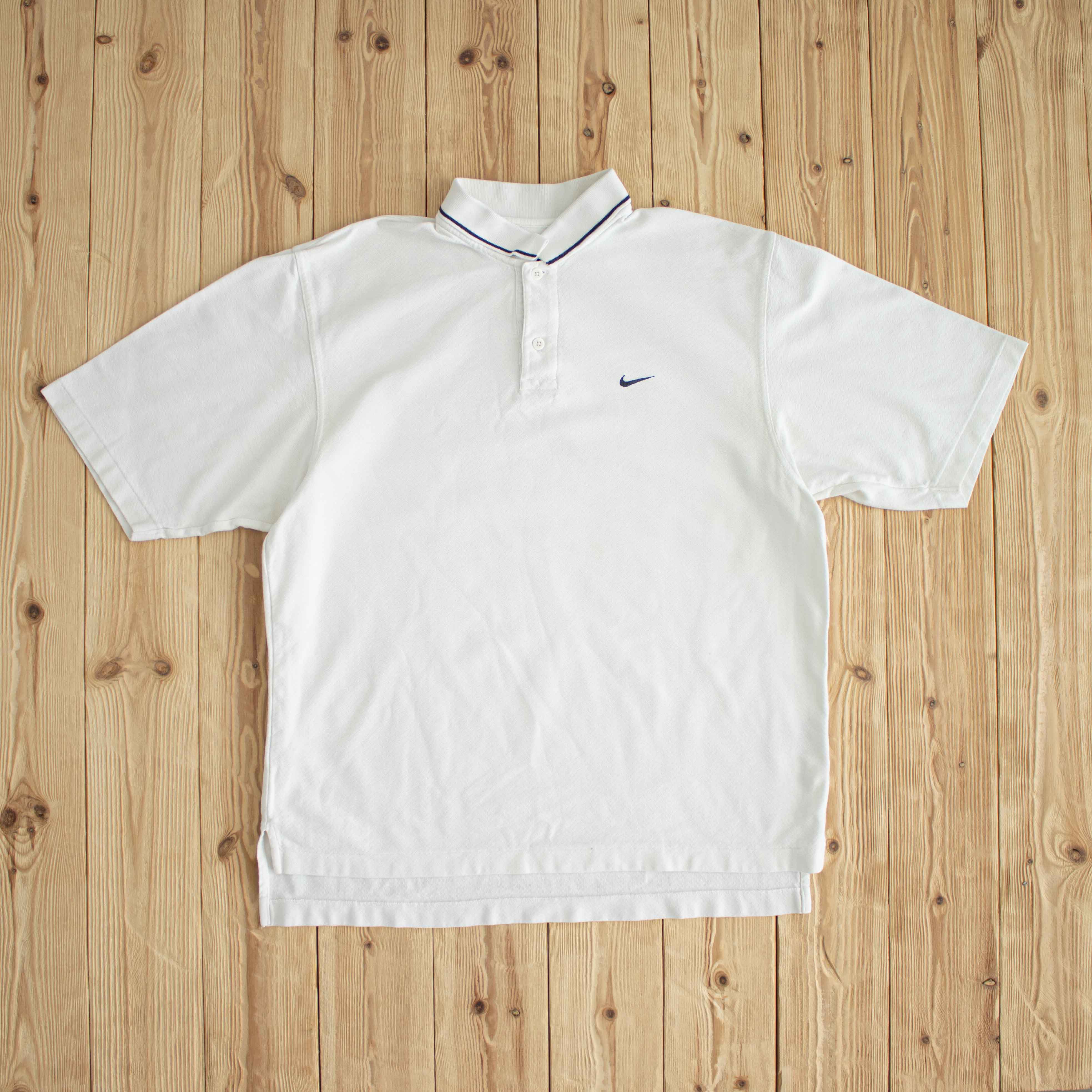 (M/L) Nike Golf Vintage Embroidered Polo T-Shirt White