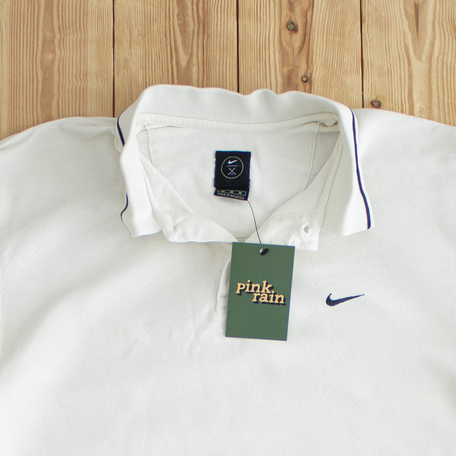 (M/L) Nike Golf Vintage Embroidered Polo T-Shirt White