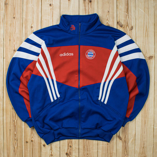 (L) 1996 Adidas F.C. Bayern Embroidered Full-Zip Sweatshirt
