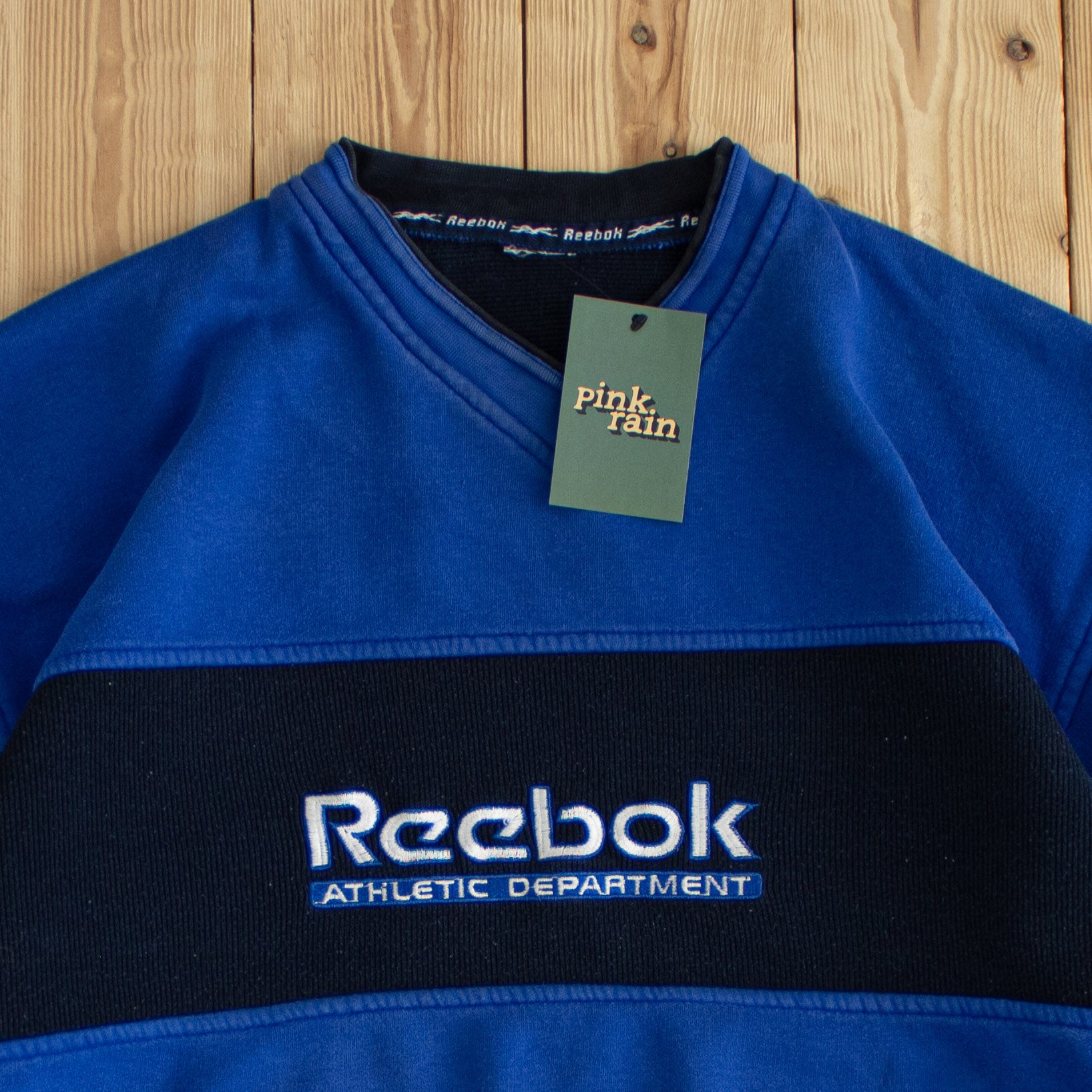 (M) Reebok Athletic Department Vintage Embroidered Sweatshirt Blue