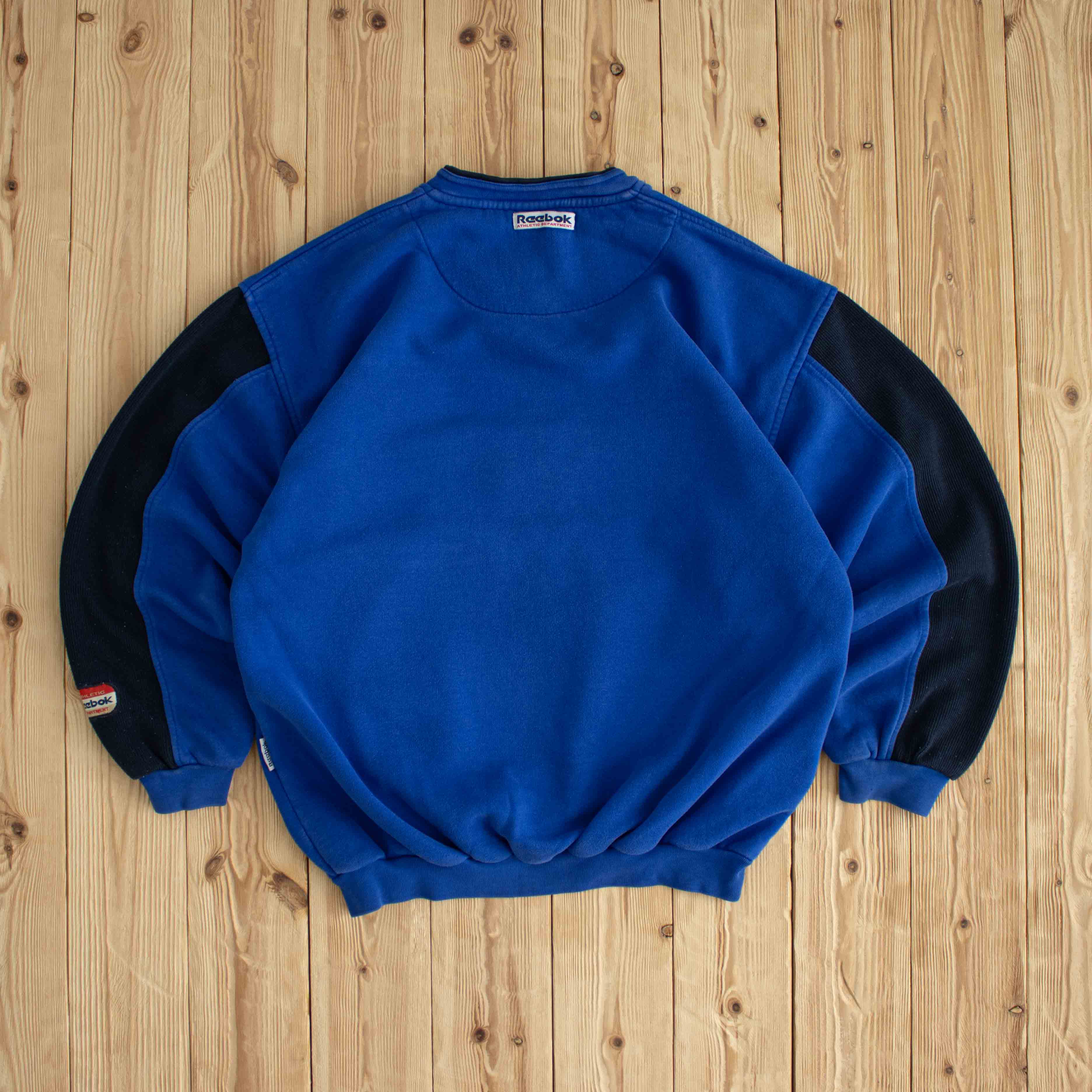 (M) Reebok Athletic Department Vintage Embroidered Sweatshirt Blue