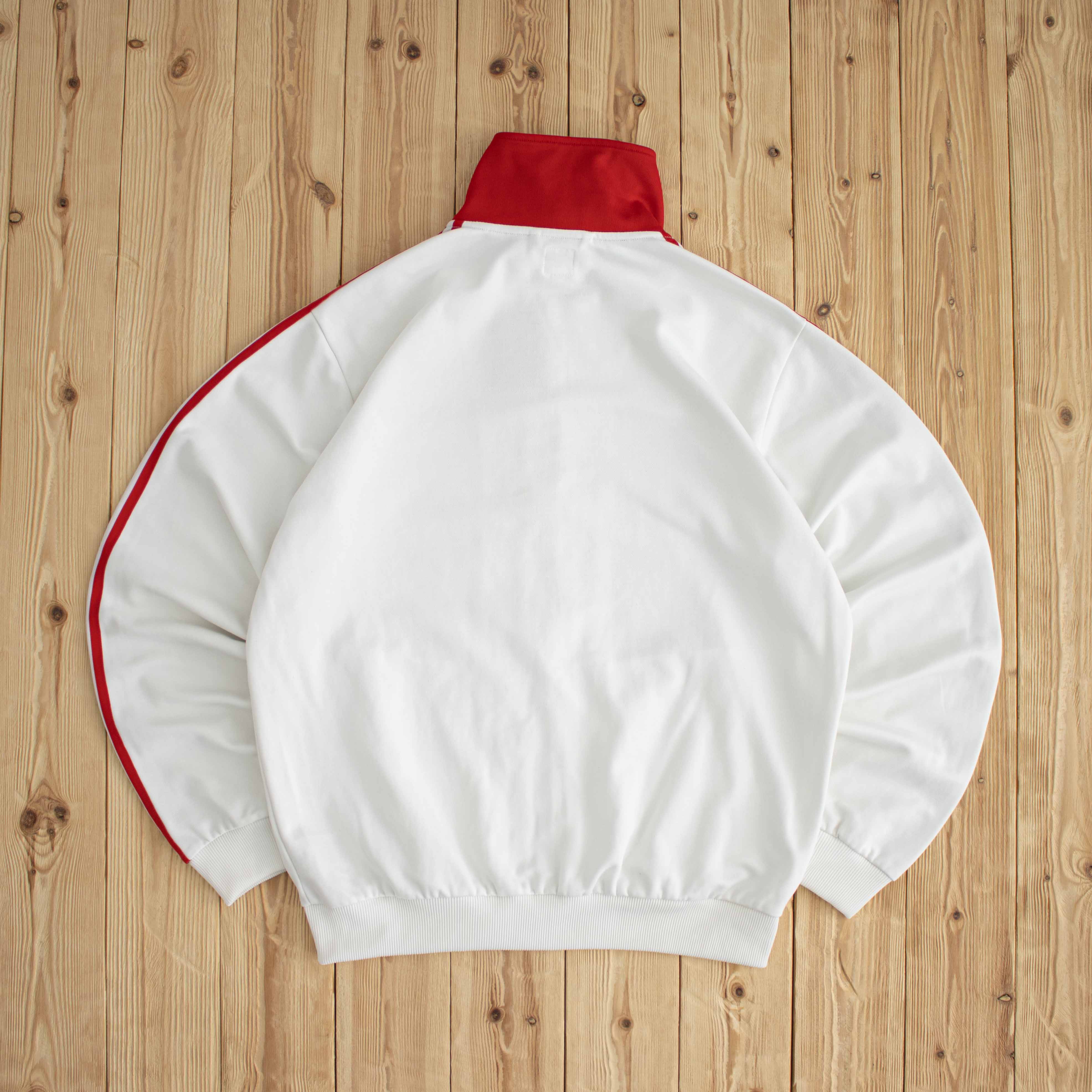 (L/XL) Adidas Vintage Embroidered Full-Zip Sweatshirt White