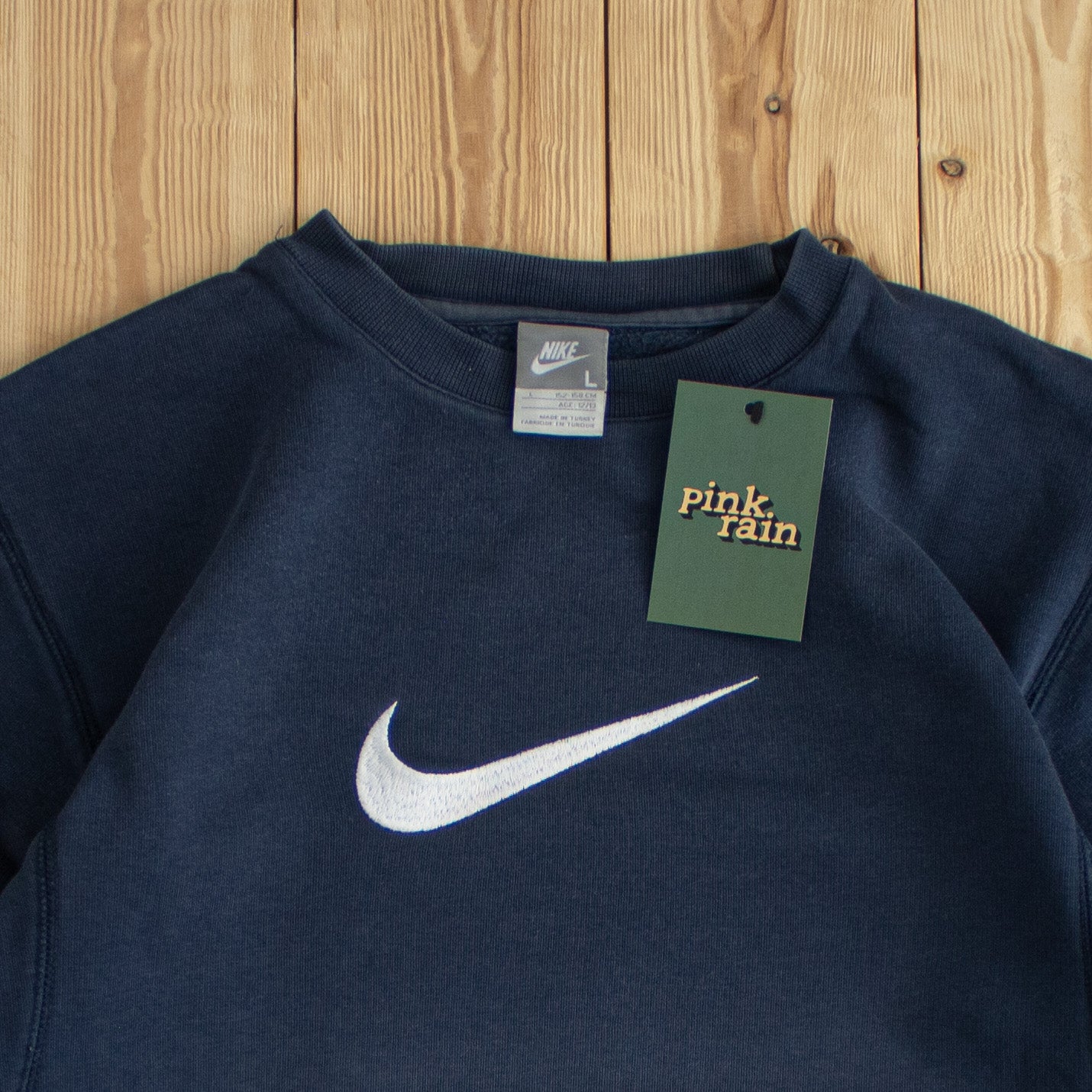 (S) Nike Swoosh Vintage Embroidered Sweatshirt Blue