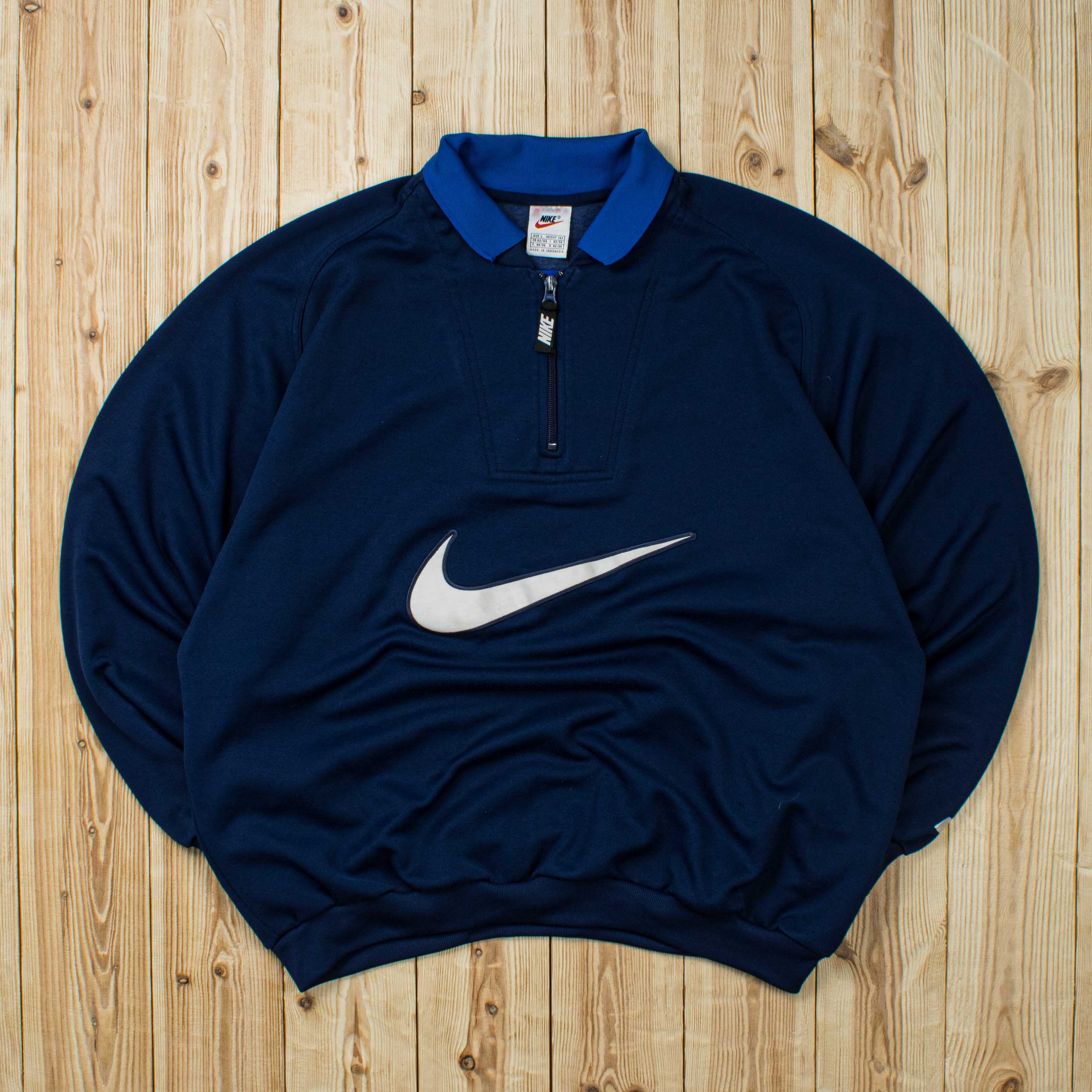 (L) Vintage Nike Swoosh Embroidered Quarter-Zip Sweatshirt