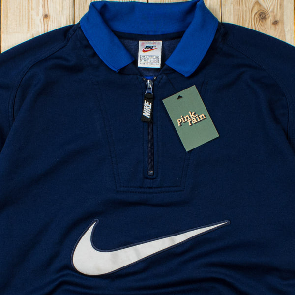 (L) Vintage Nike Swoosh Embroidered Quarter-Zip Sweatshirt
