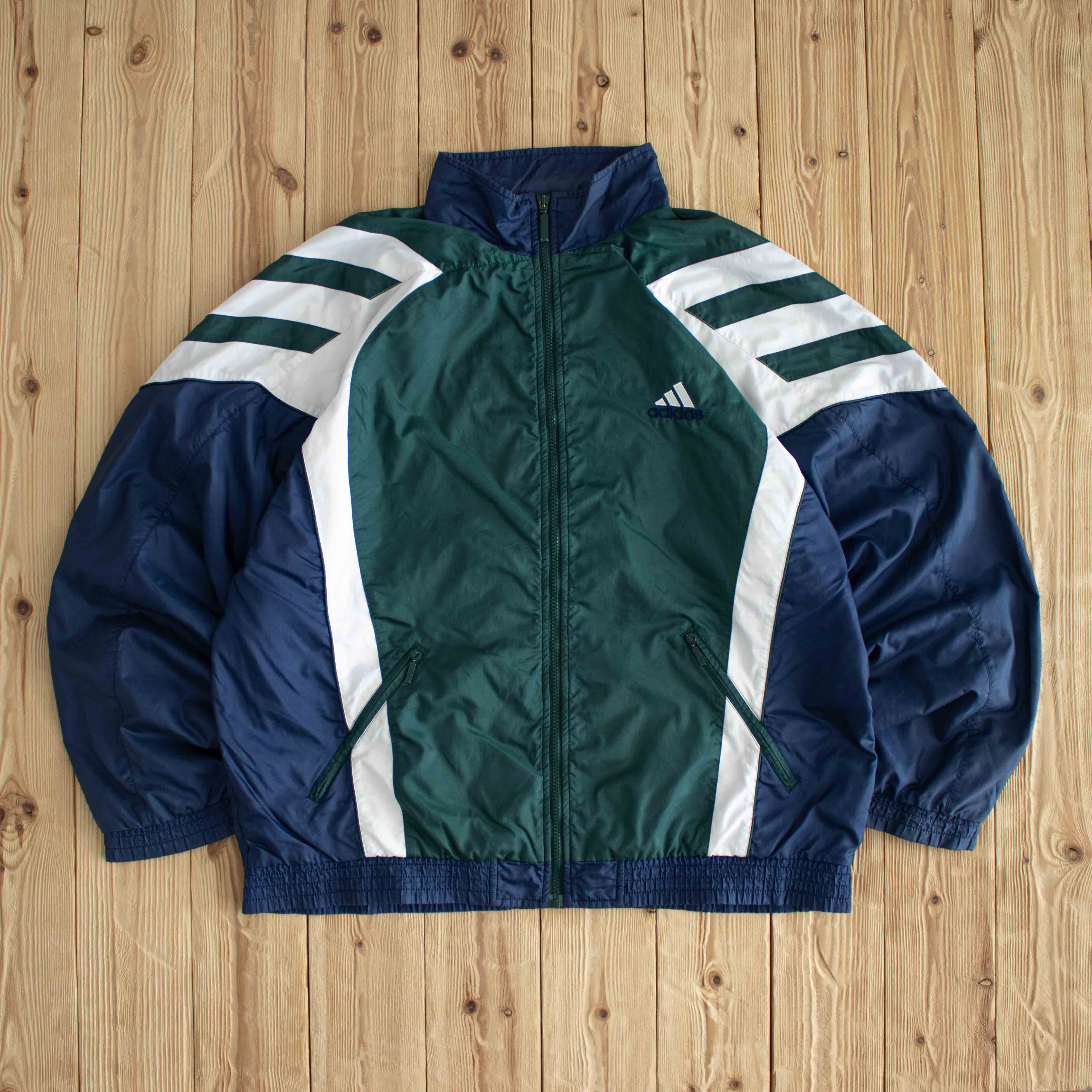 (XL) Adidas Vintage Embroidered Jacket Blue