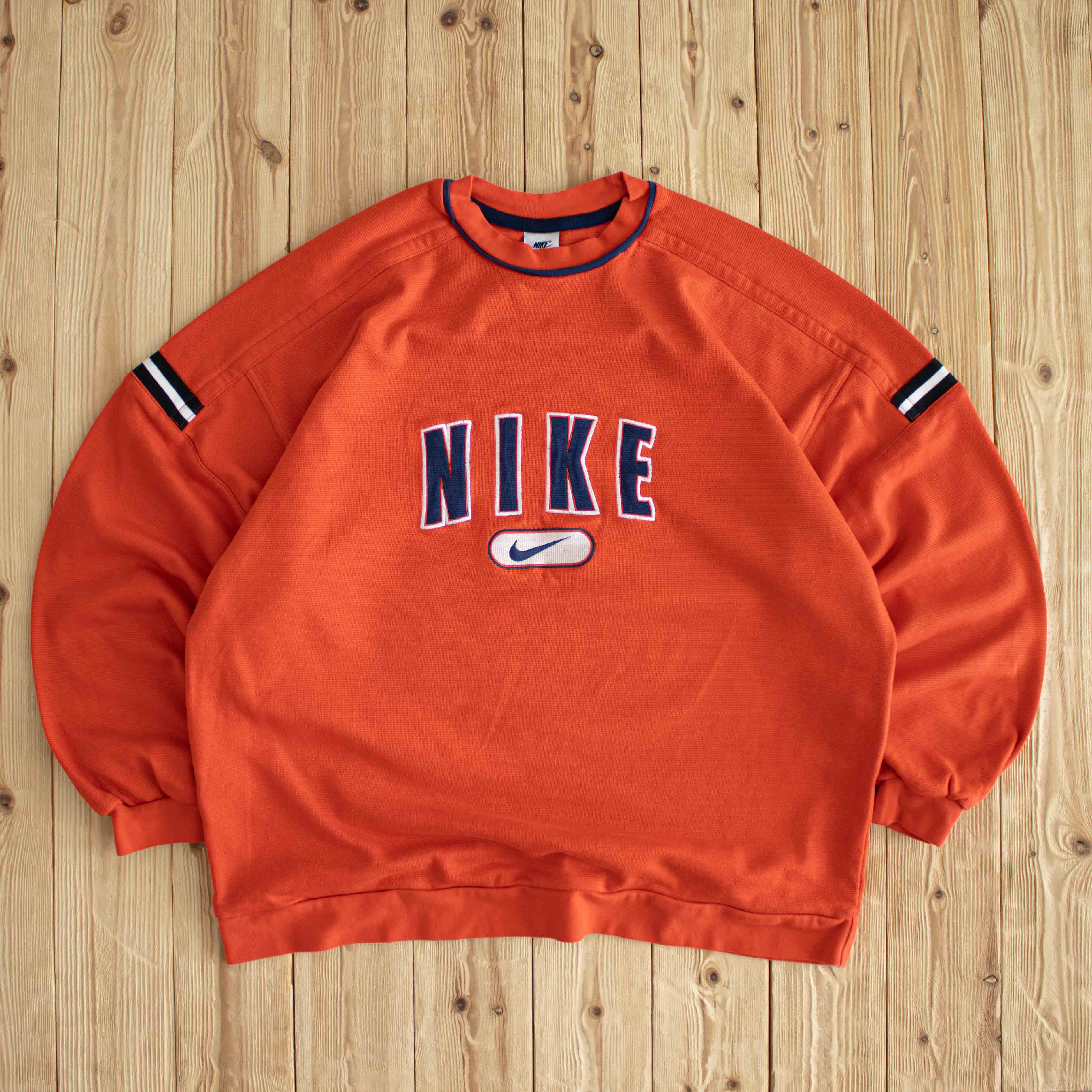 (XL) Nike Spell Out Vintage Embroidered Sweatshirt Orange