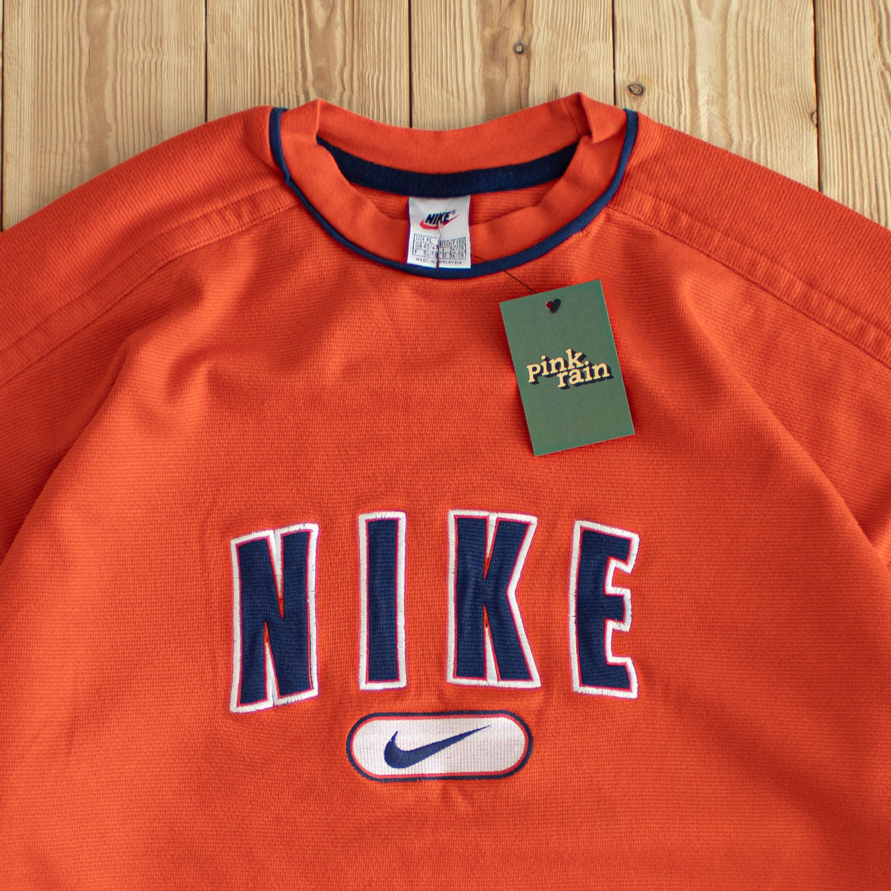 (XL) Nike Spell Out Vintage Embroidered Sweatshirt Orange