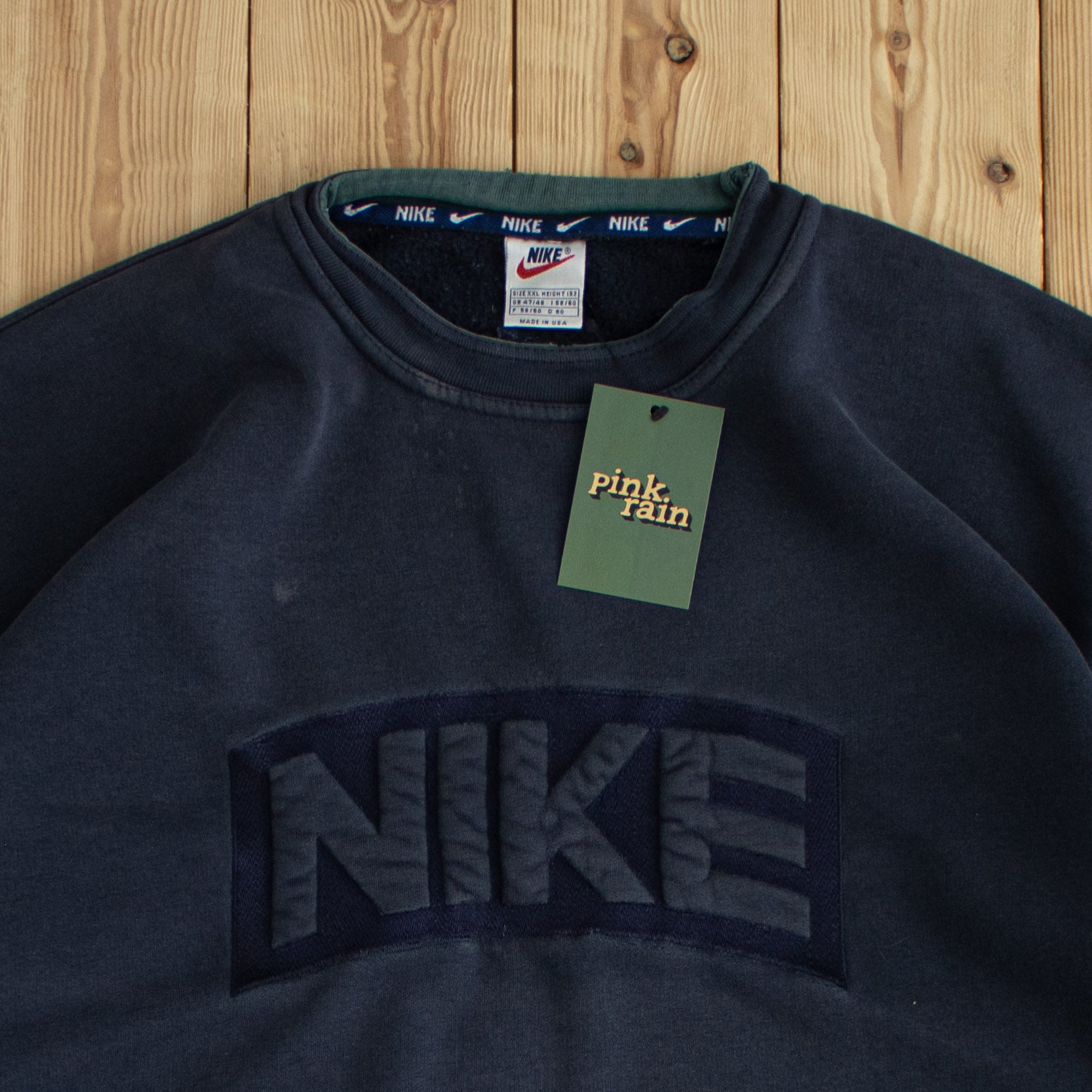 (XL) Nike Spell Out Vintage Embroidered Sweatshirt Blue