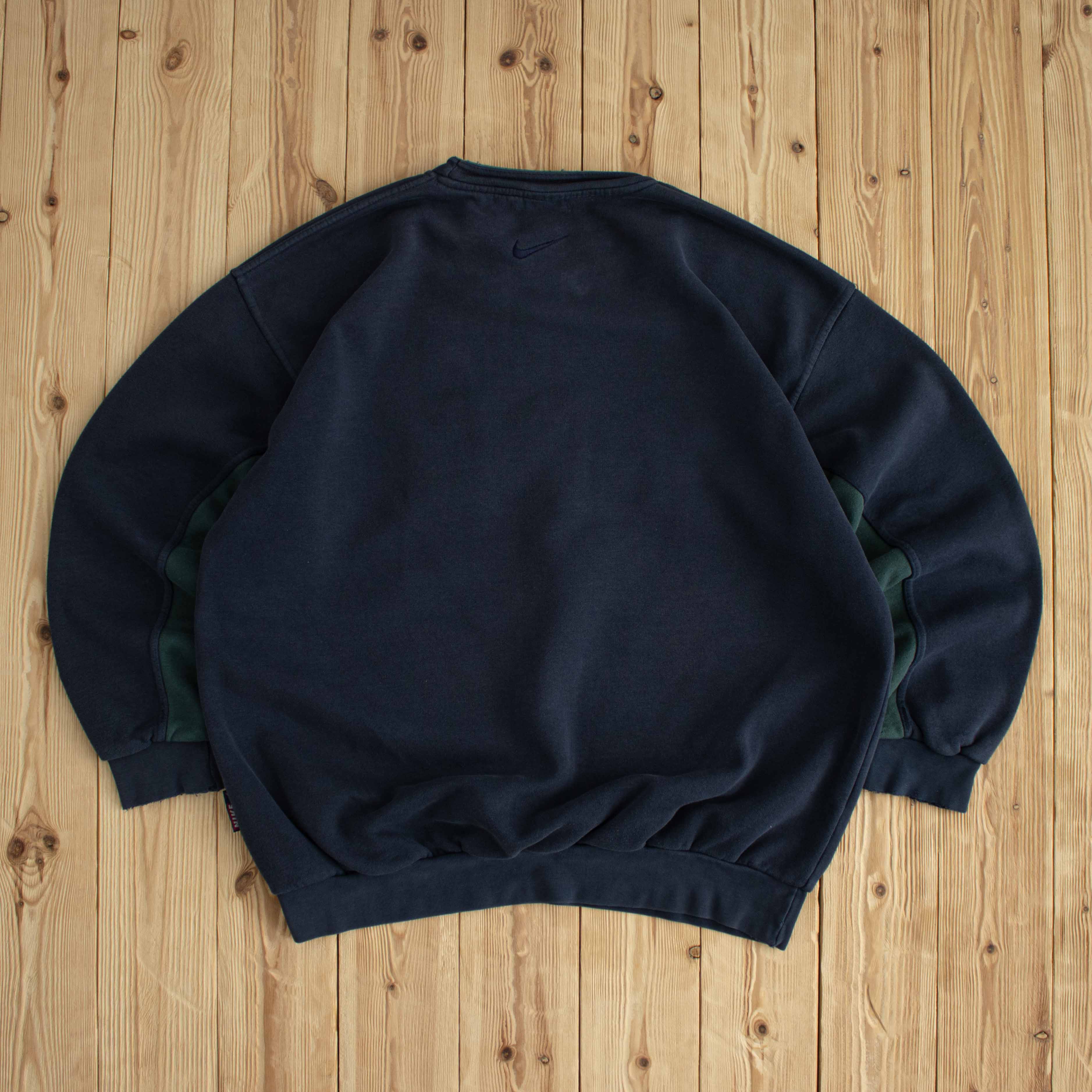 (XL) Nike Spell Out Vintage Embroidered Sweatshirt Blue