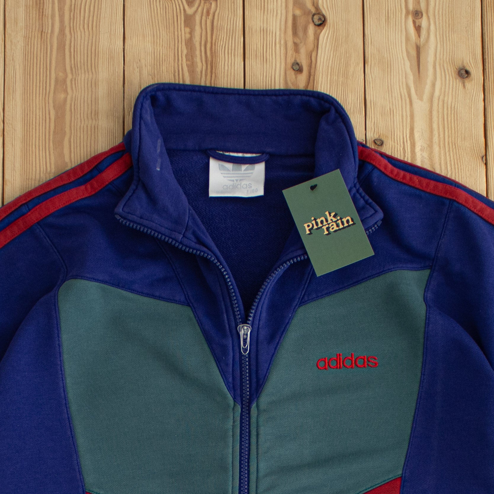 (M/L) Adidas Vintage Embroidered Full-Zip Sweatshirt Purple/Gray