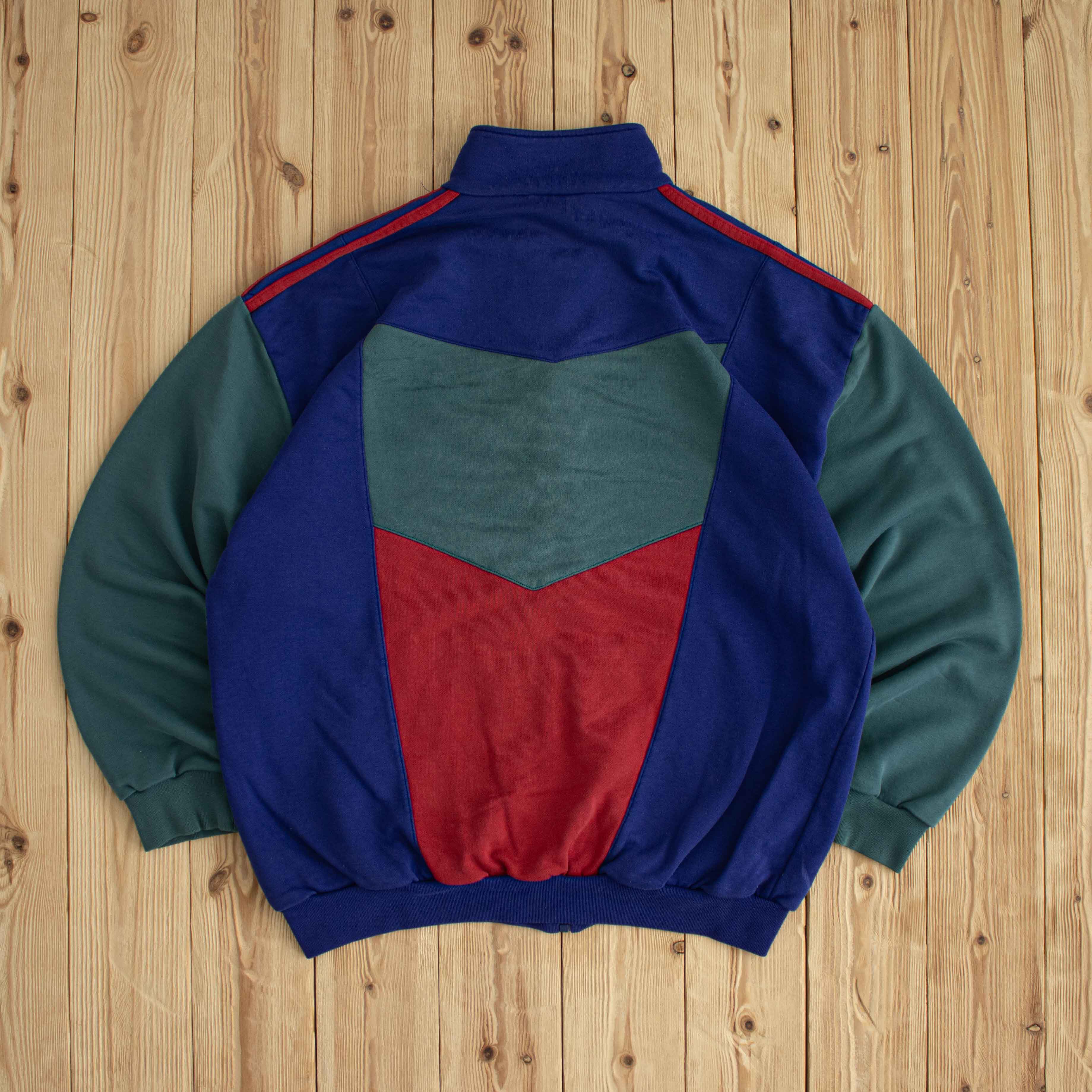 (M/L) Adidas Vintage Embroidered Full-Zip Sweatshirt Purple/Gray