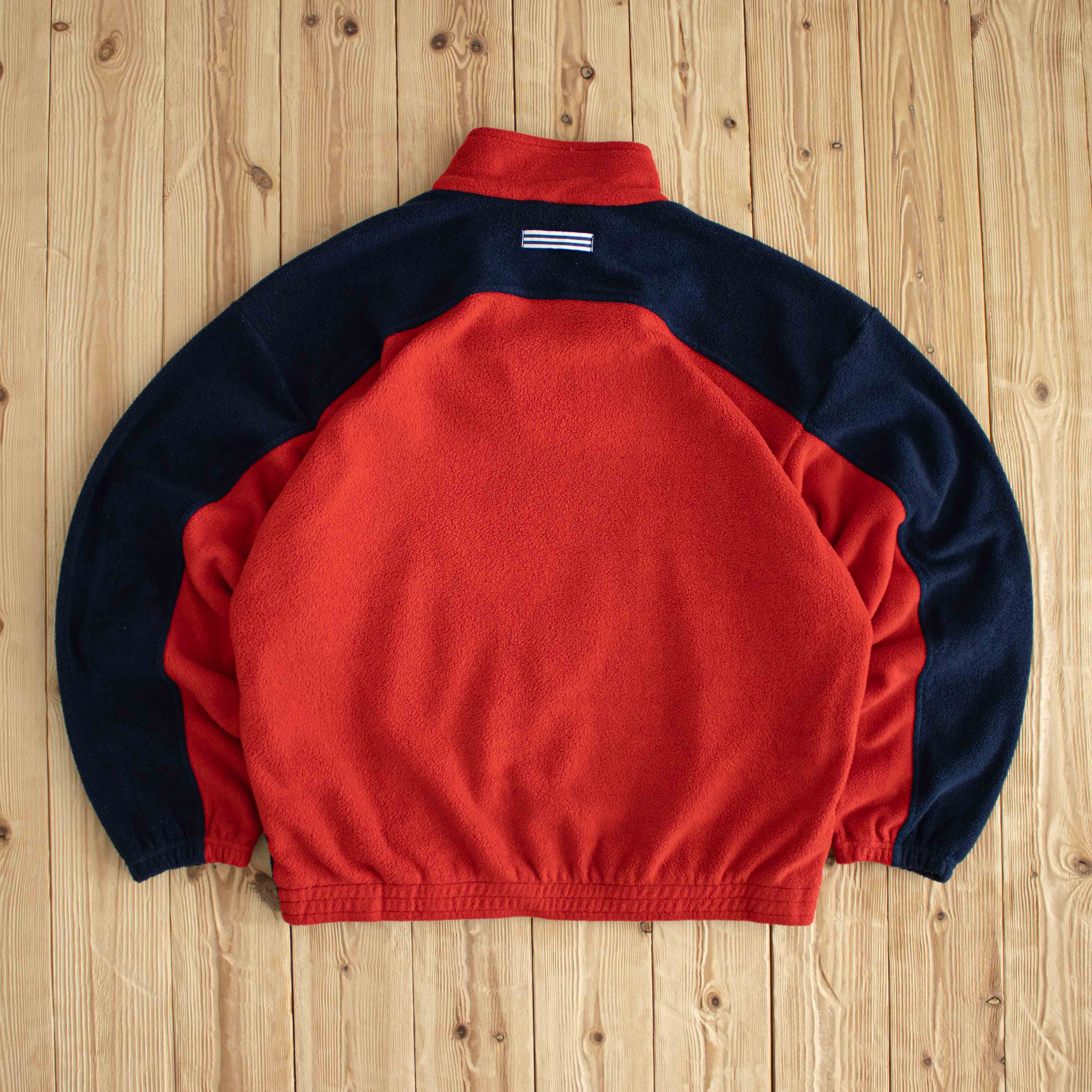 (L) Adidas Vintage Embroidered Fleece Quarter-Zip Red