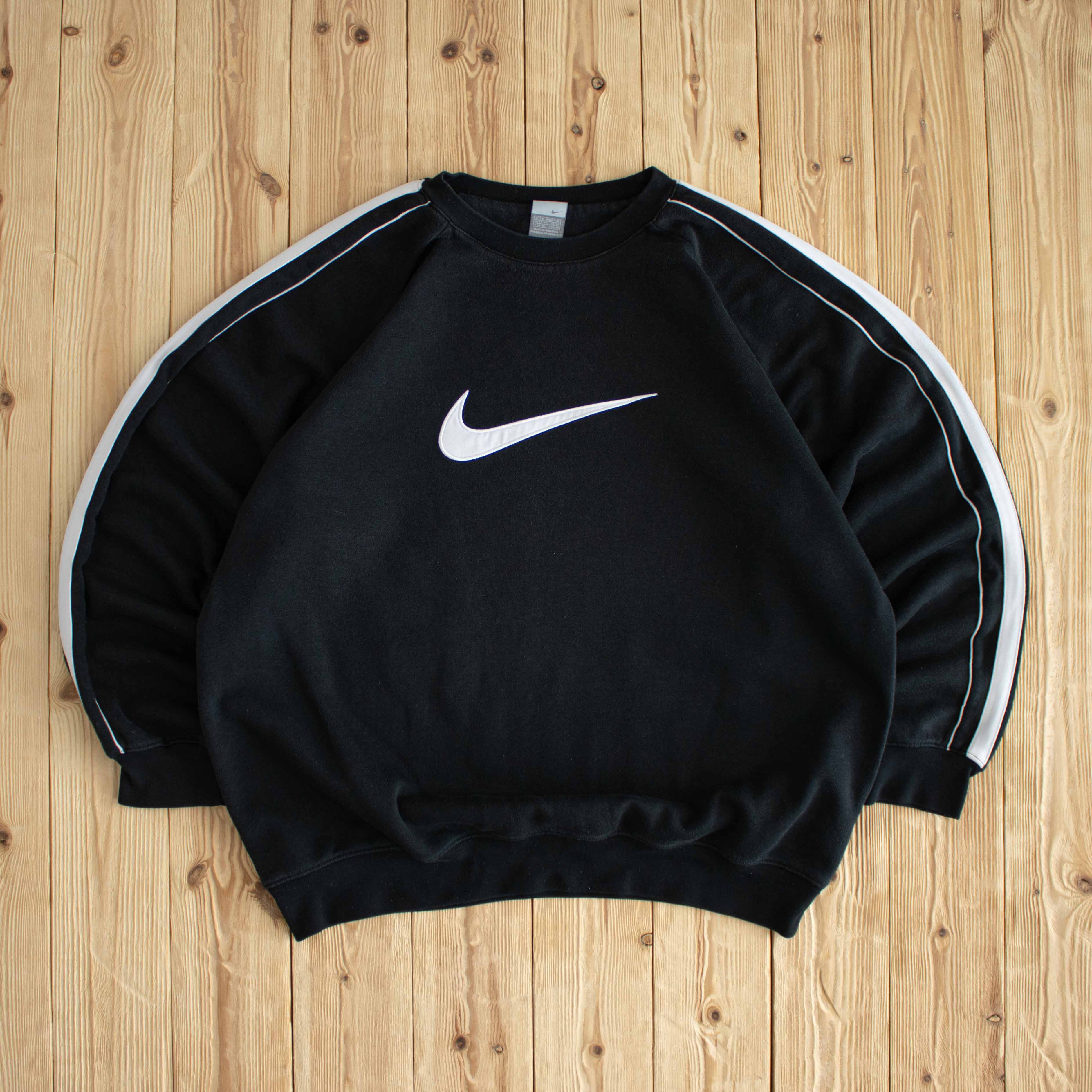 (XL) Nike Swoosh Vintage Embroidered Sweatshirt Black