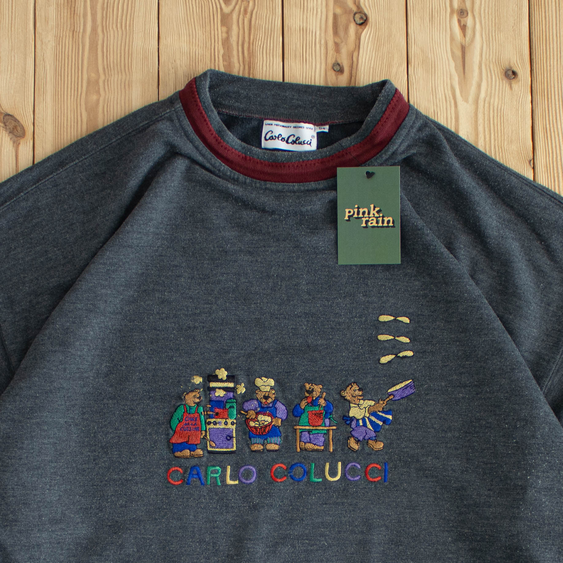 (XL) Carlo Colucci Bears Vintage Embroidered Sweatshirt Gray