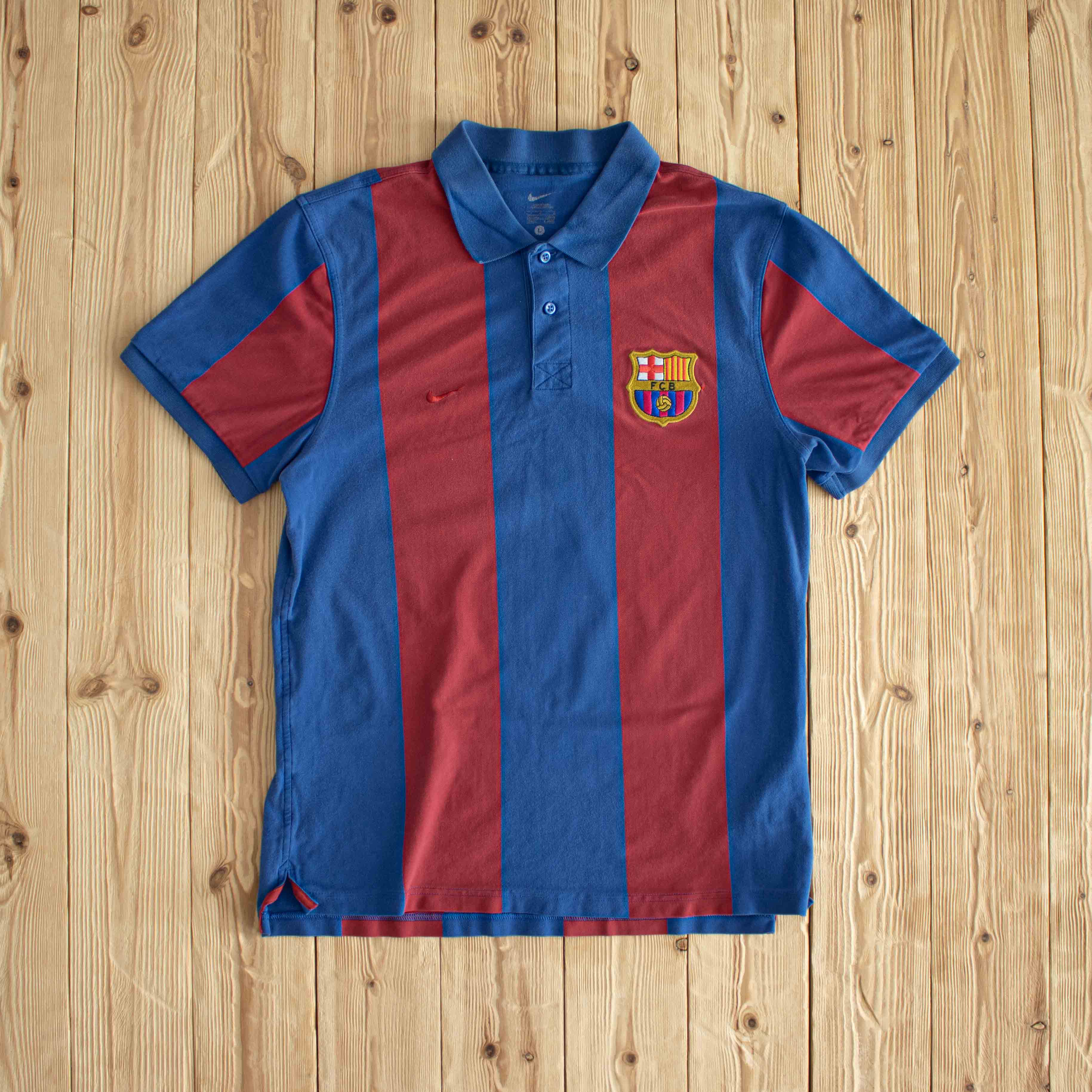 (M) Nike F.C. Barcelona Vintage Embroidered Polo Blue/Red