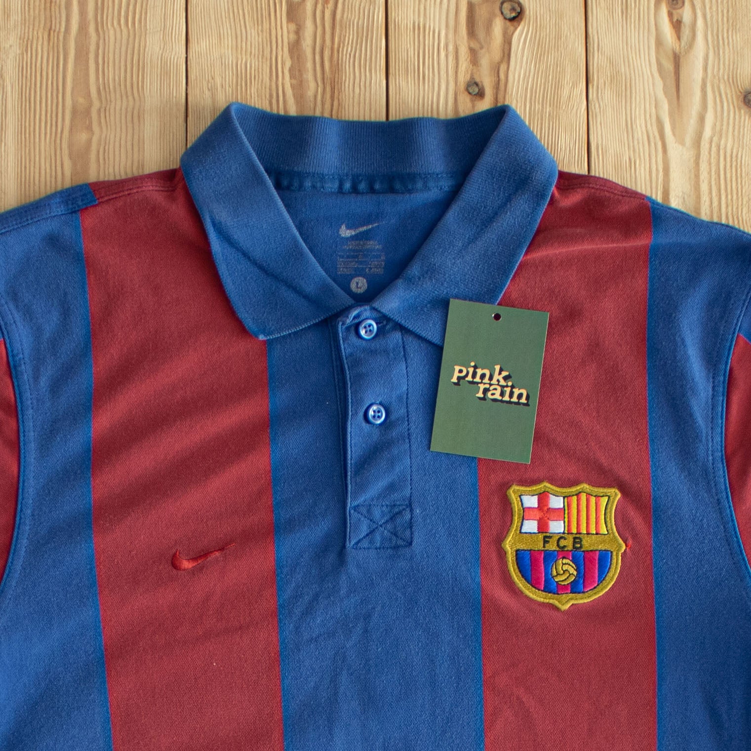 (M) Nike F.C. Barcelona Vintage Embroidered Polo Blue/Red