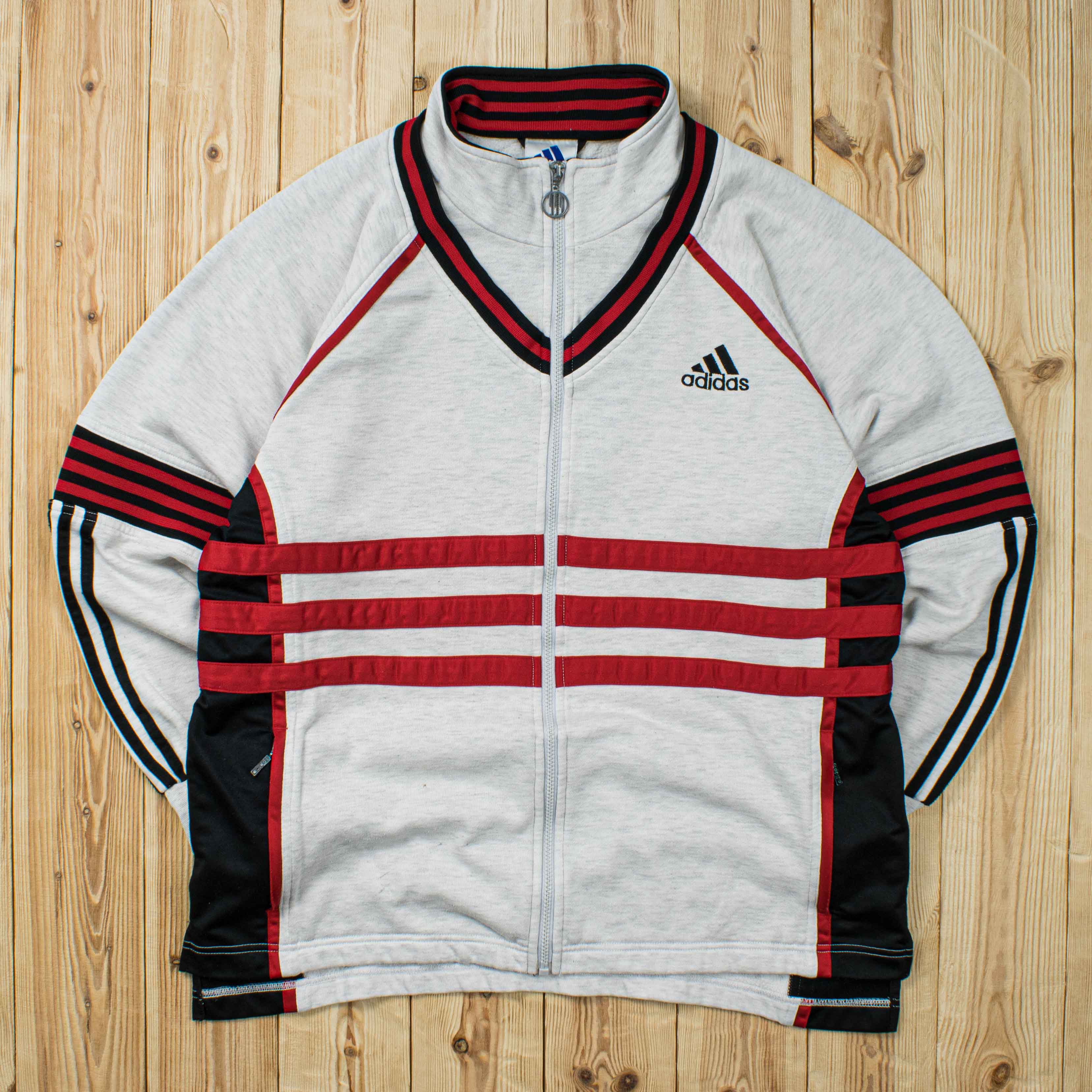 (L) Vintage Adidas Embroidered Full-Zip Sweatshirt