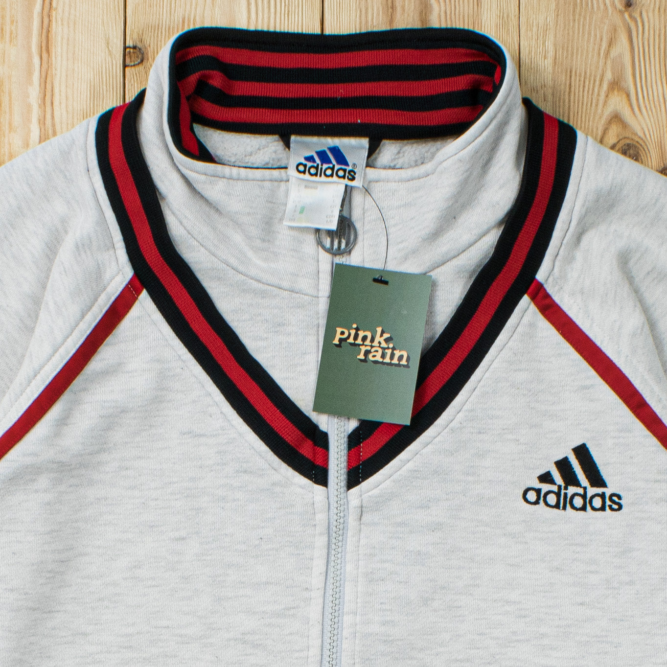 (L) Vintage Adidas Embroidered Full-Zip Sweatshirt