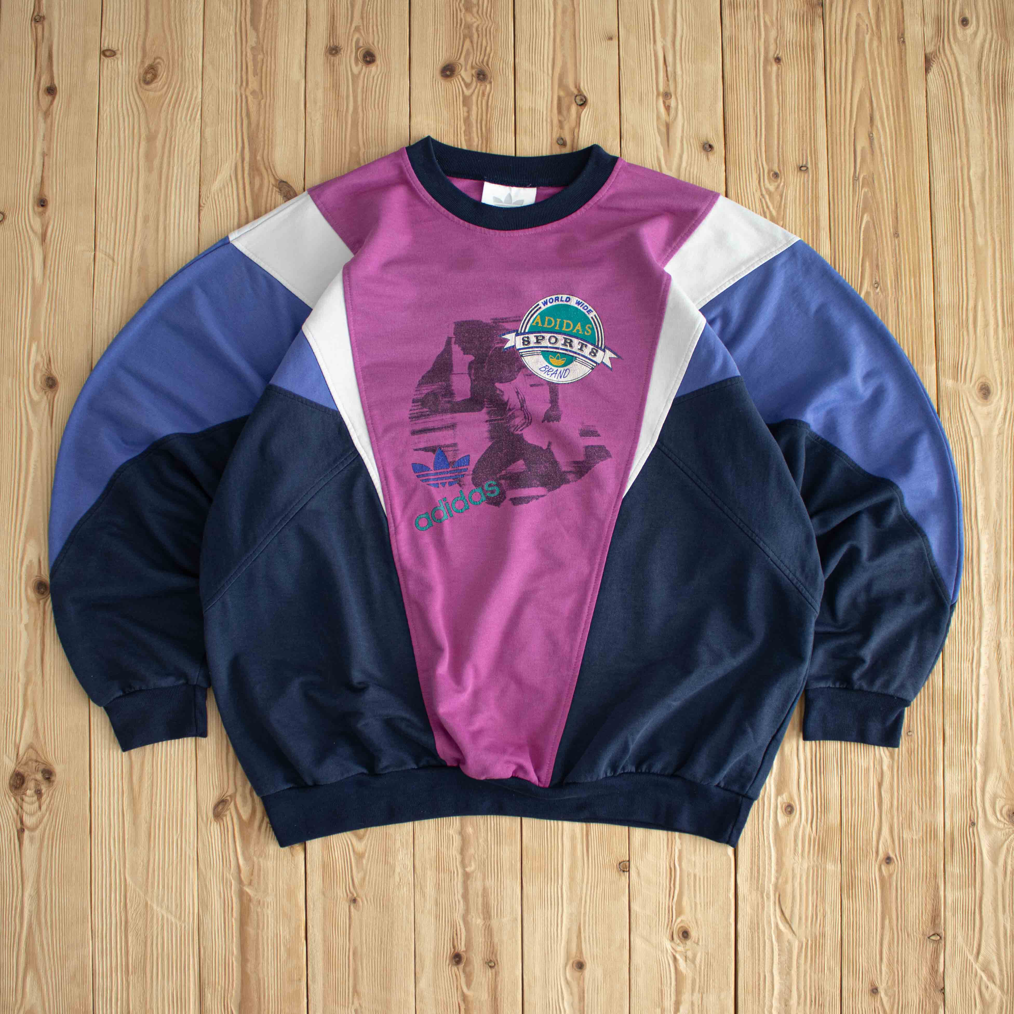 (XL) Adidas Sports Vintage Sweatshirt Pink Blue