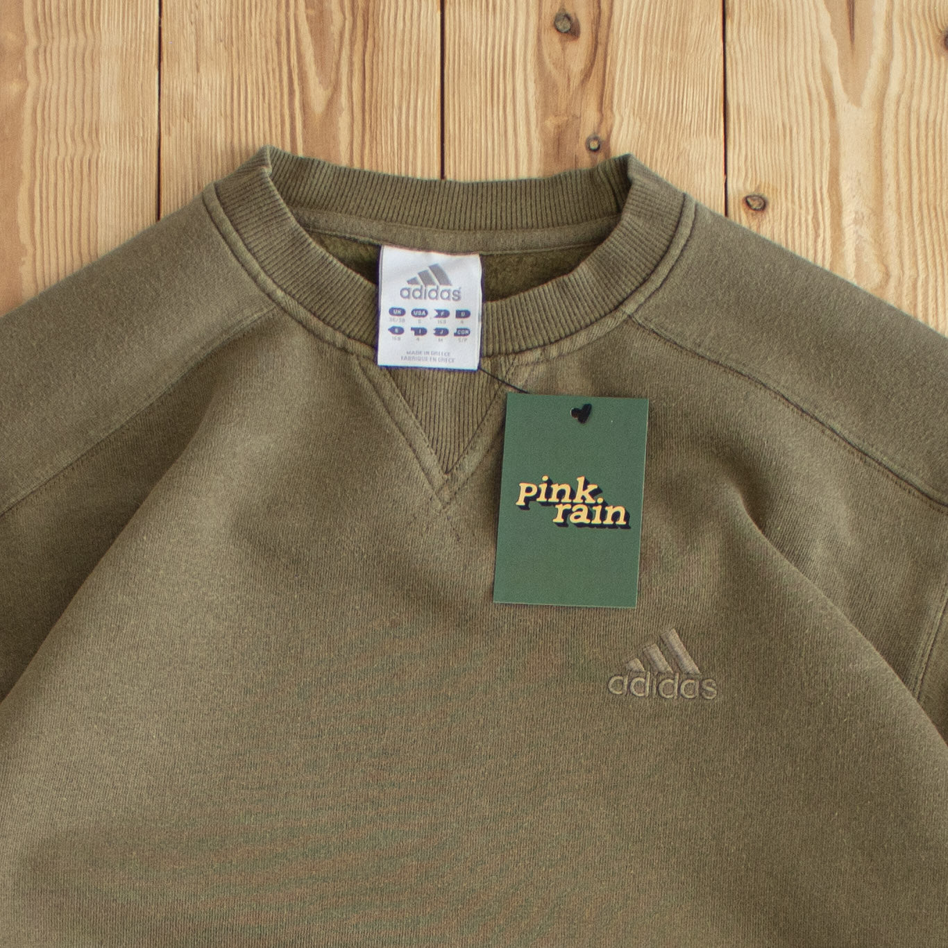 (S) Adidas Vintage Embroidered Sweatshirt Khaki