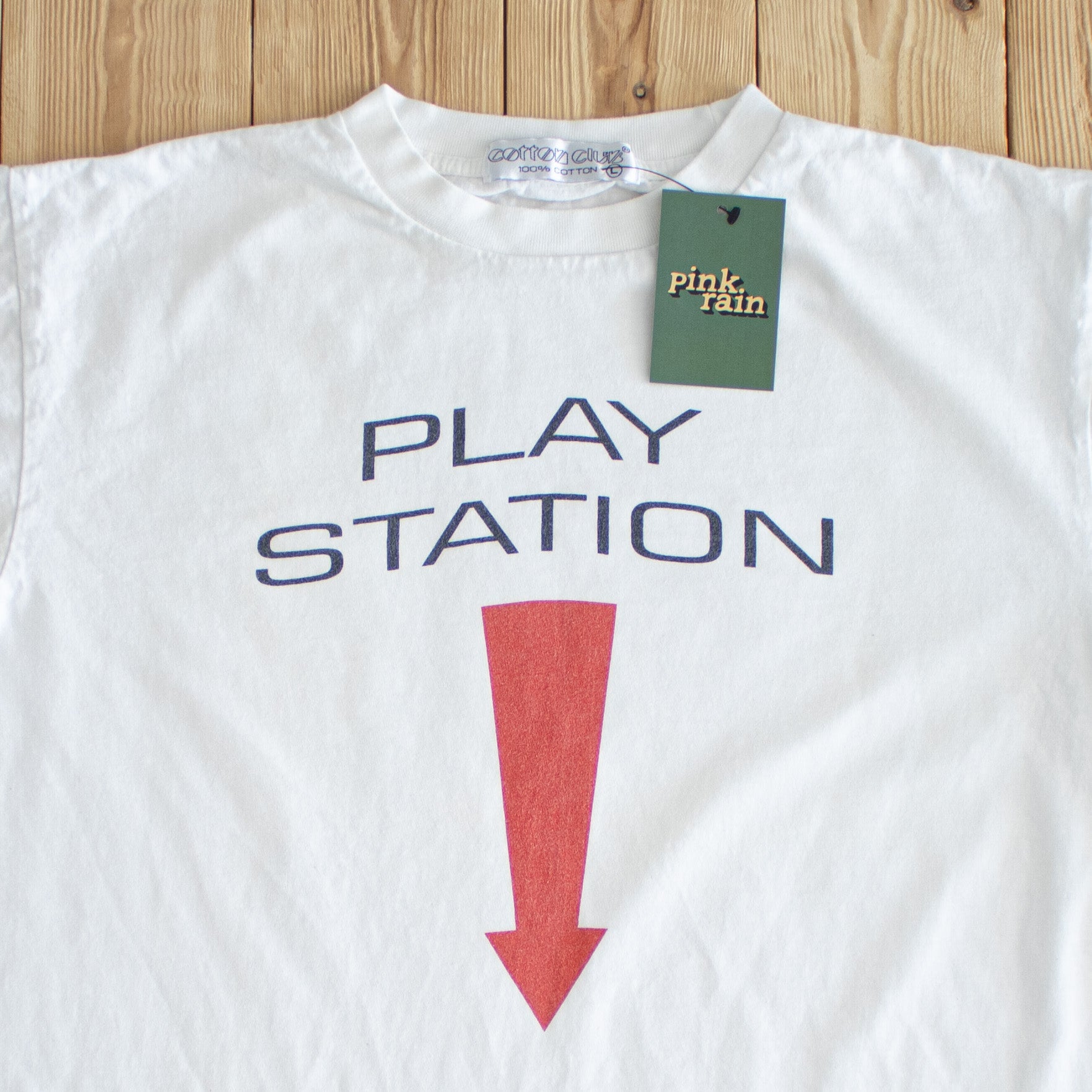 (M/L) Cotton Club Play Station Vintage T-Shirt White