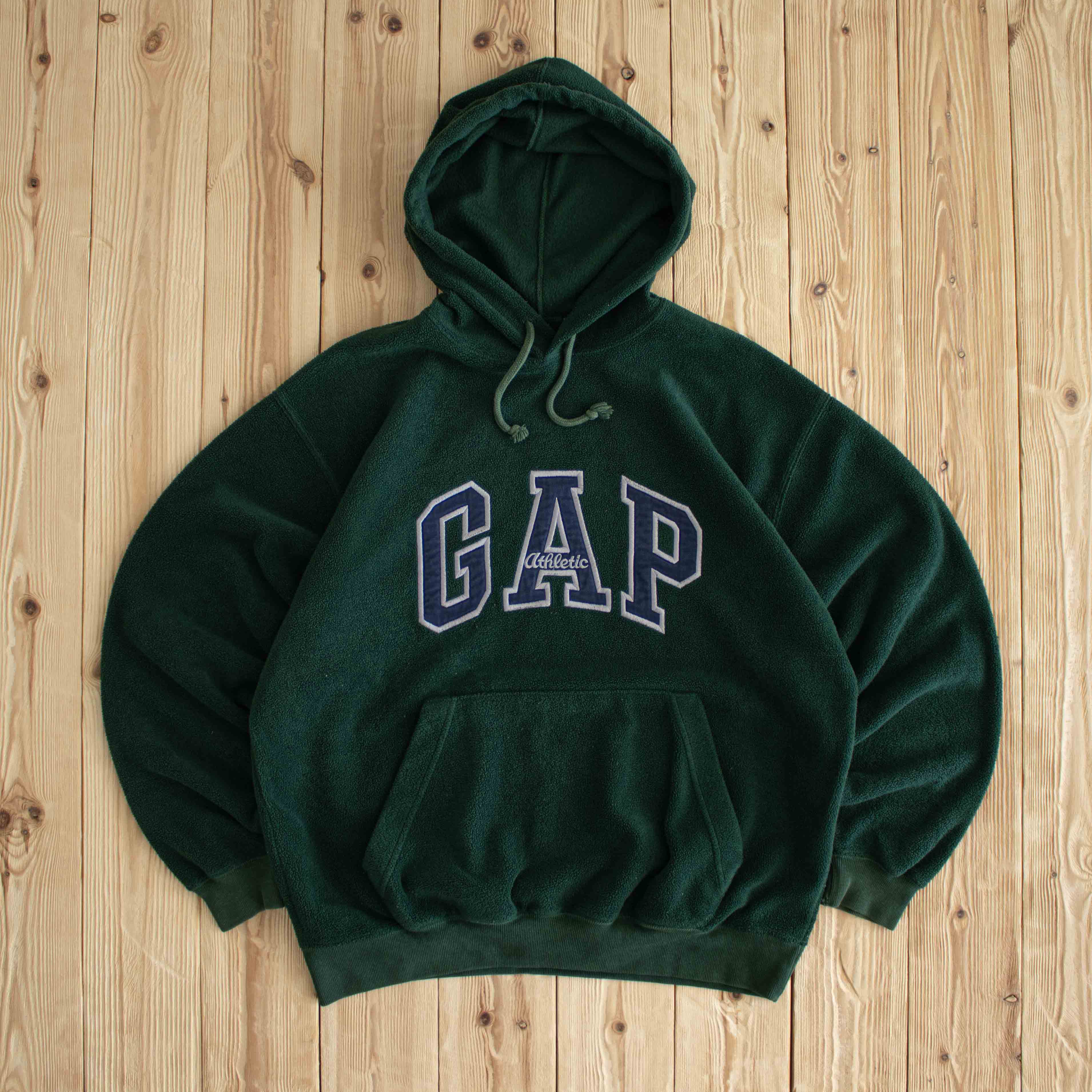 (M/L) GAP Athletic Vintage Embroidered Fleece Hoodie Green