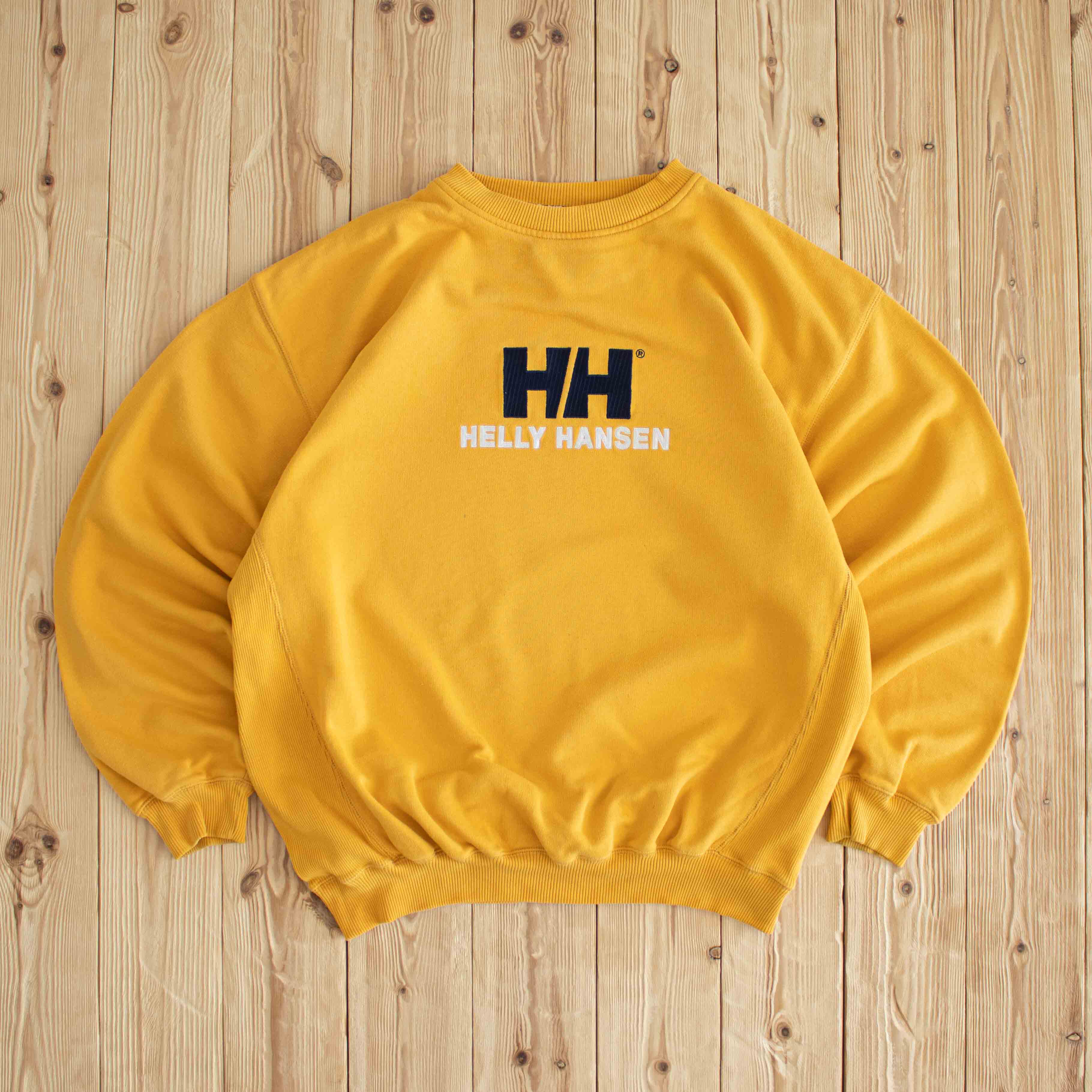 (L) Helly Hanses Vintage Embroidered Sweatshirt Yellow