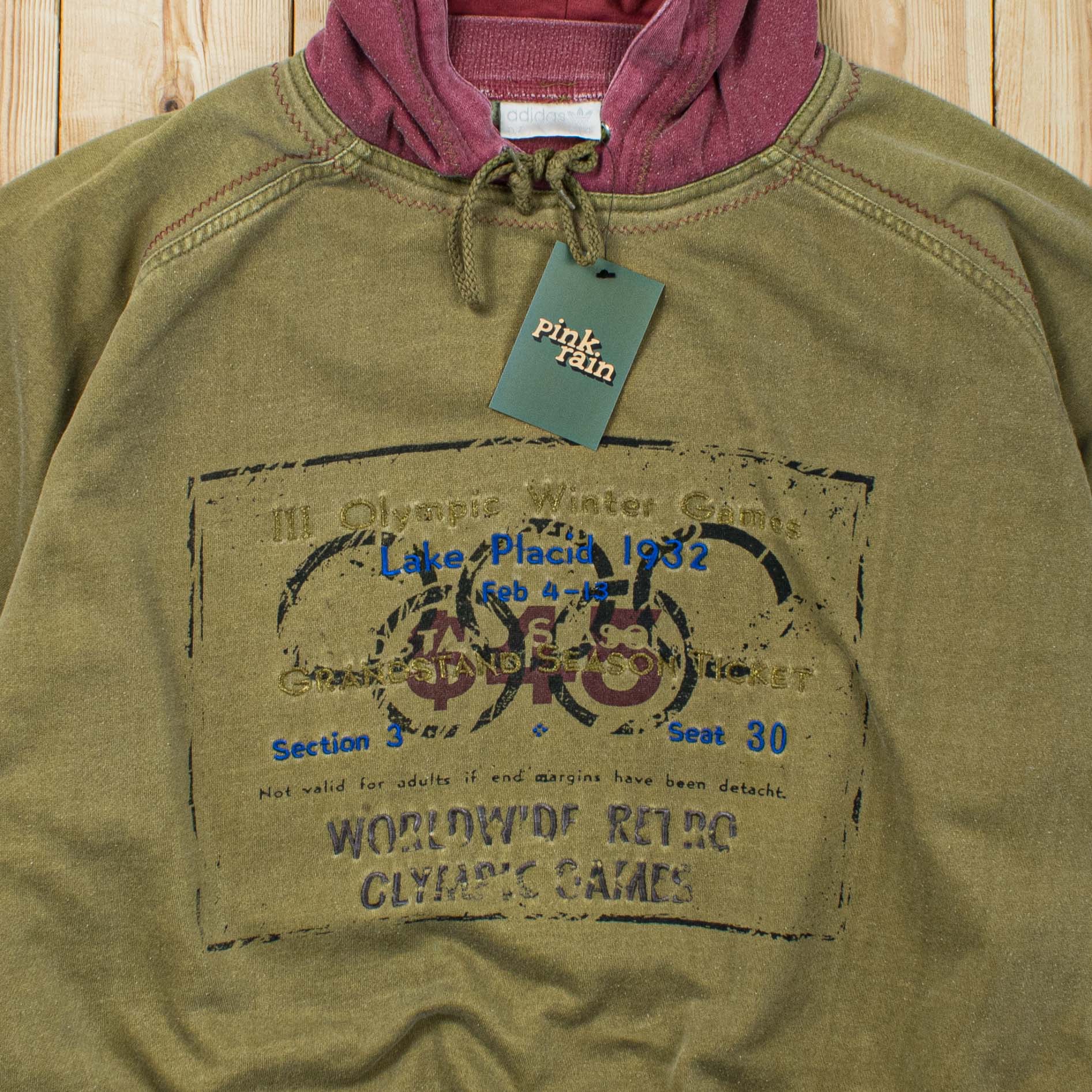(L) Vintage Adidas 1932 Winter Olympic Games Embroidered Hoodie