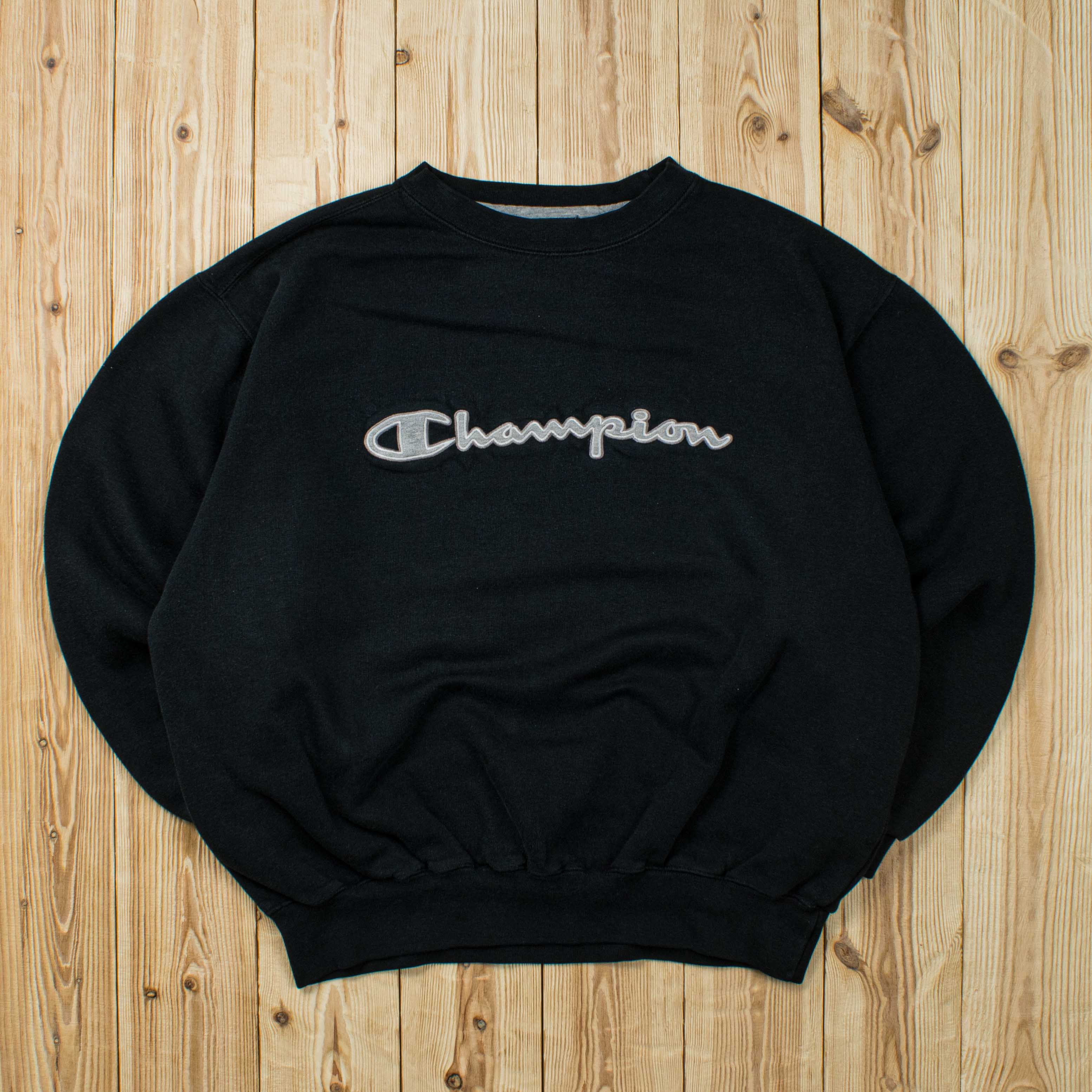 (L) Vintage Champion Spell Out Embroidered Sweatshirt