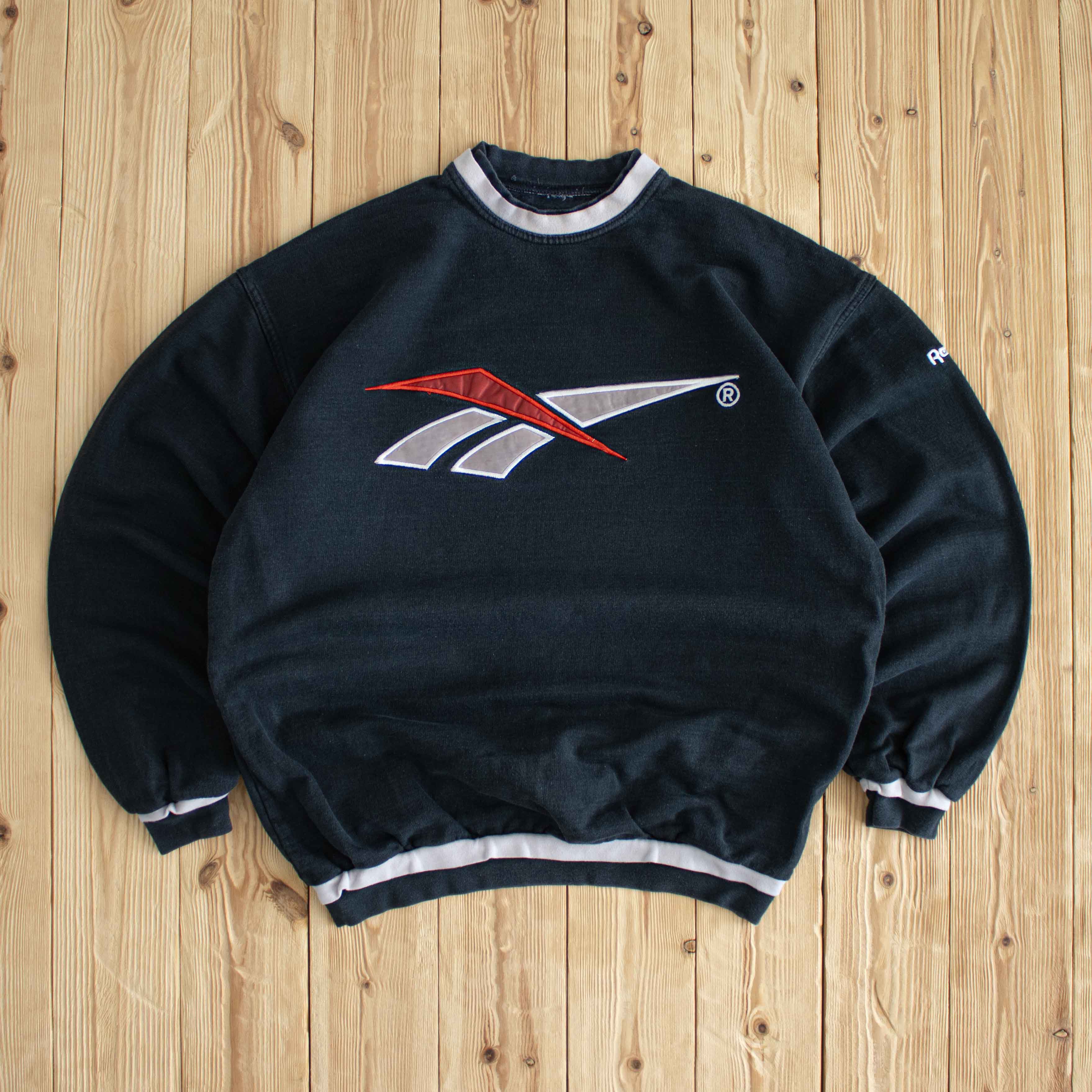 (M) Reebok Logo Vintage Embroidered Sweatshirt Black