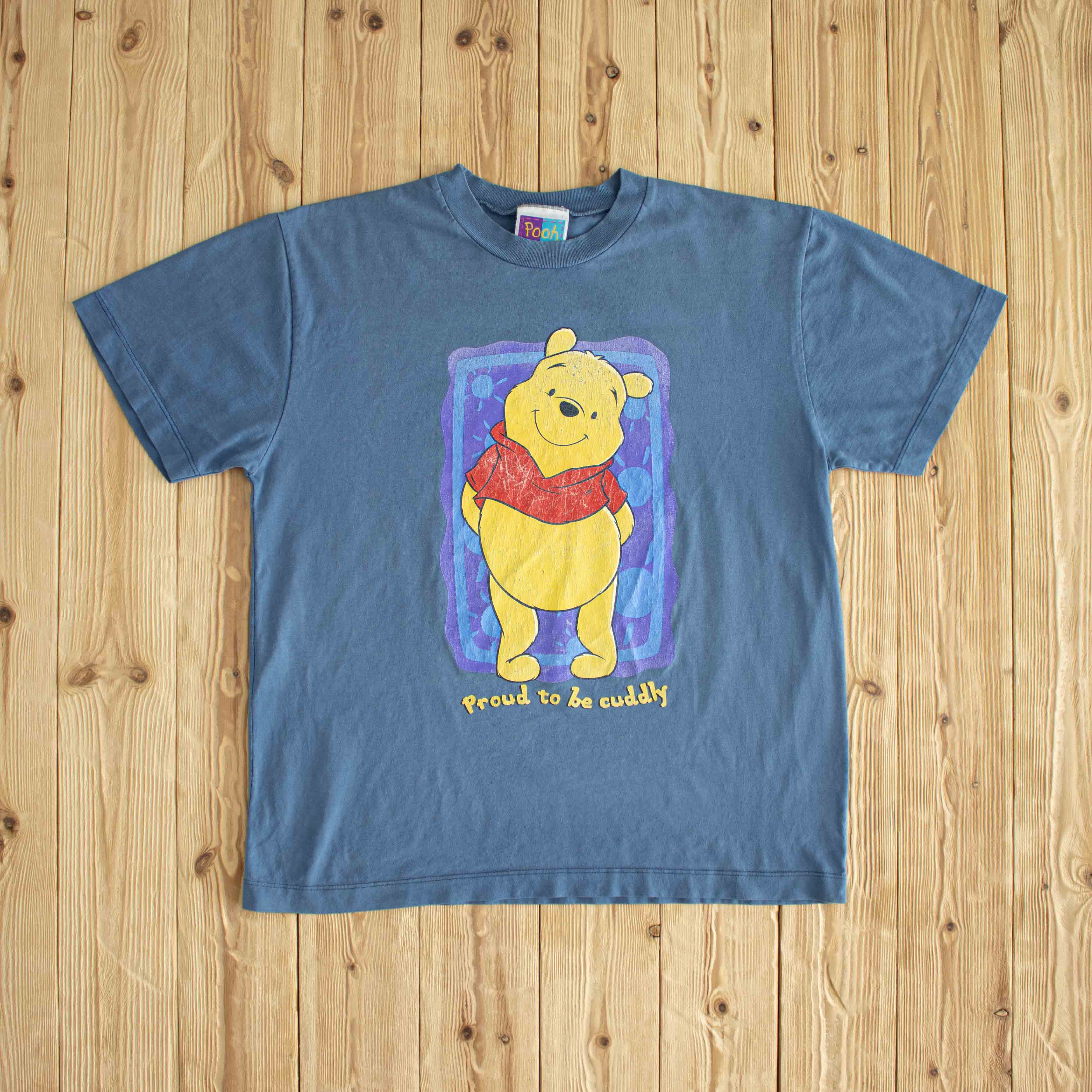 (M/L) Pooh 'Proud To Be Cuddly' Vintage T-Shirt Blue