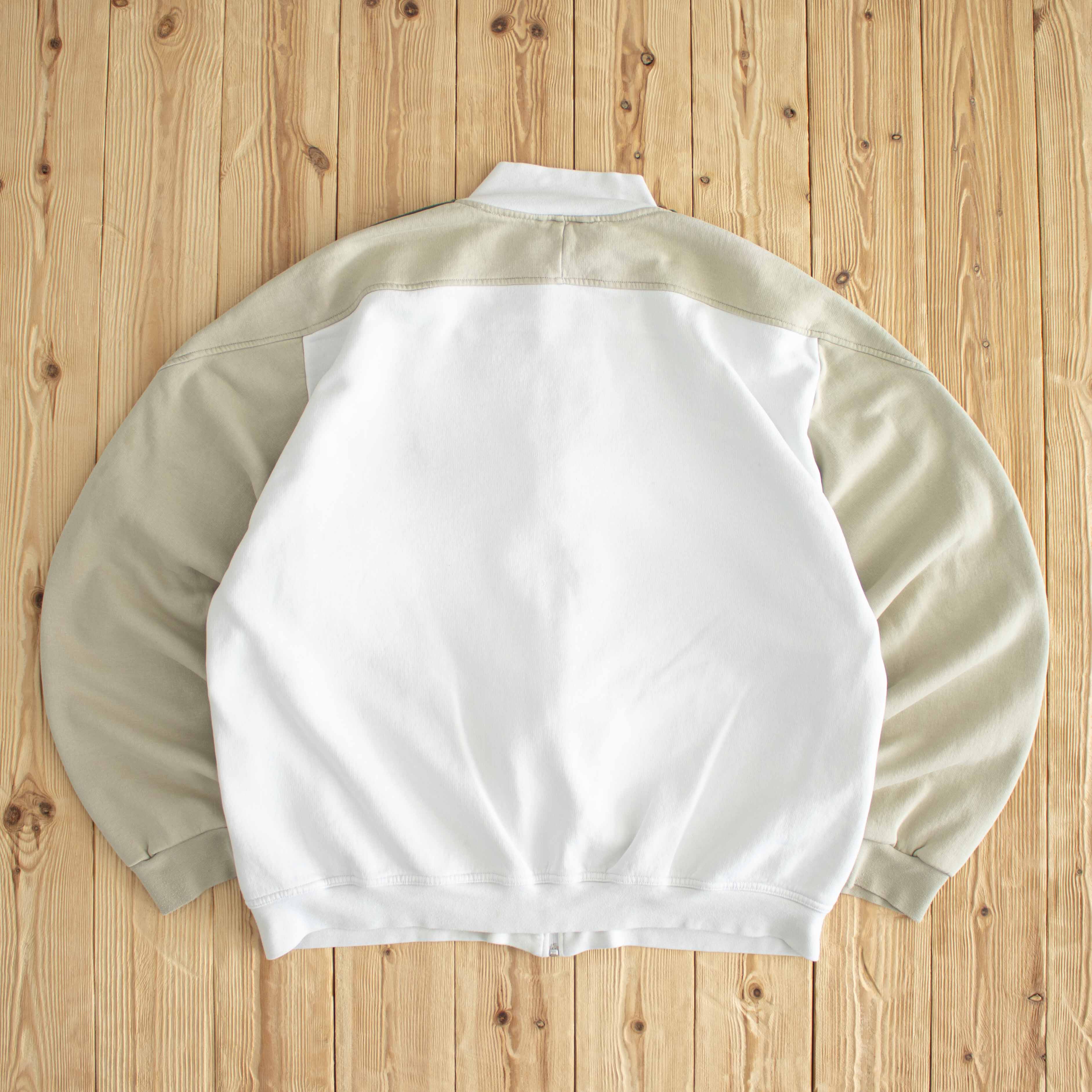 (XL) Adidas Vintage Embroidered Full-Zip Sweatshirt White