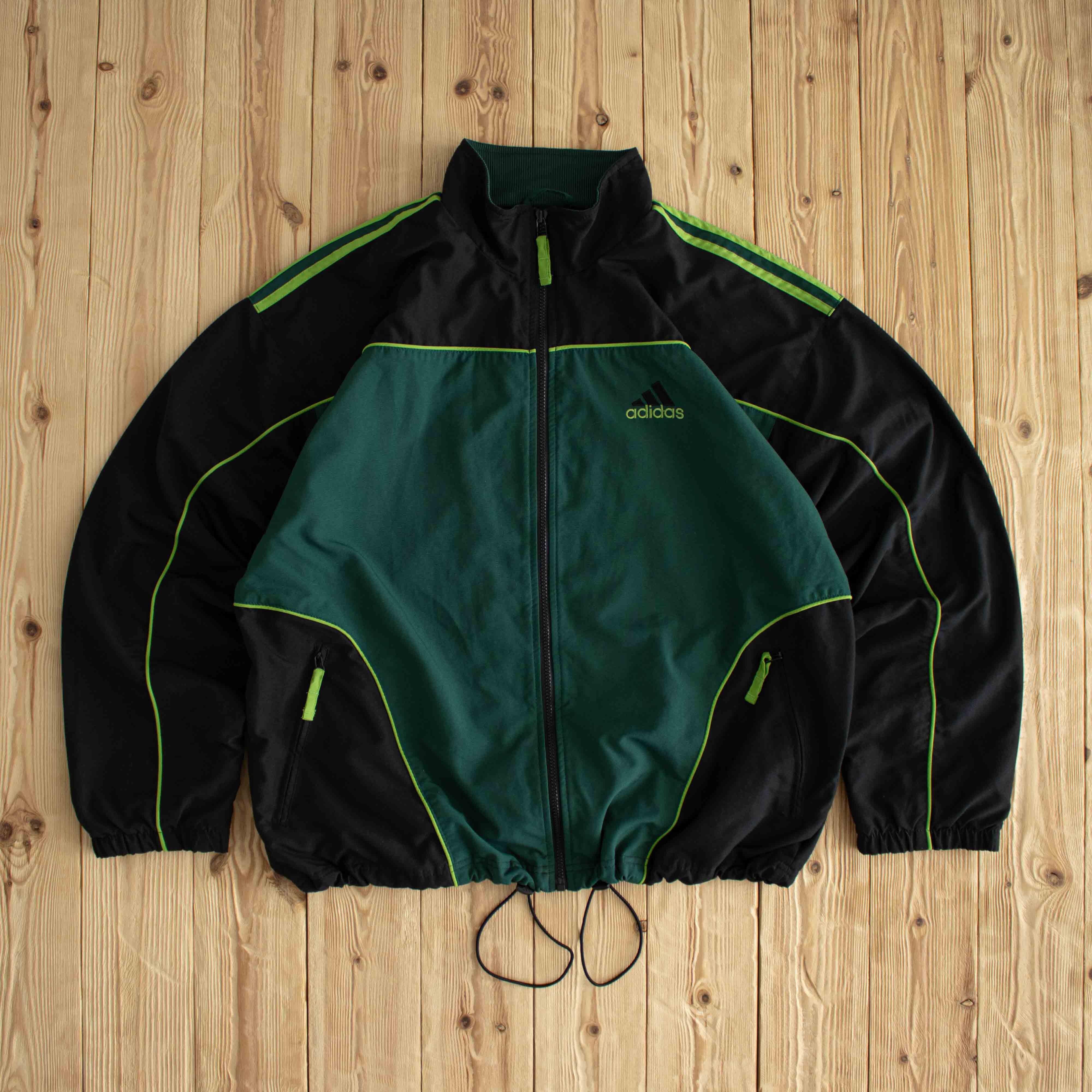 (L) Adidas Vintage Embroidered Jacket Black Green