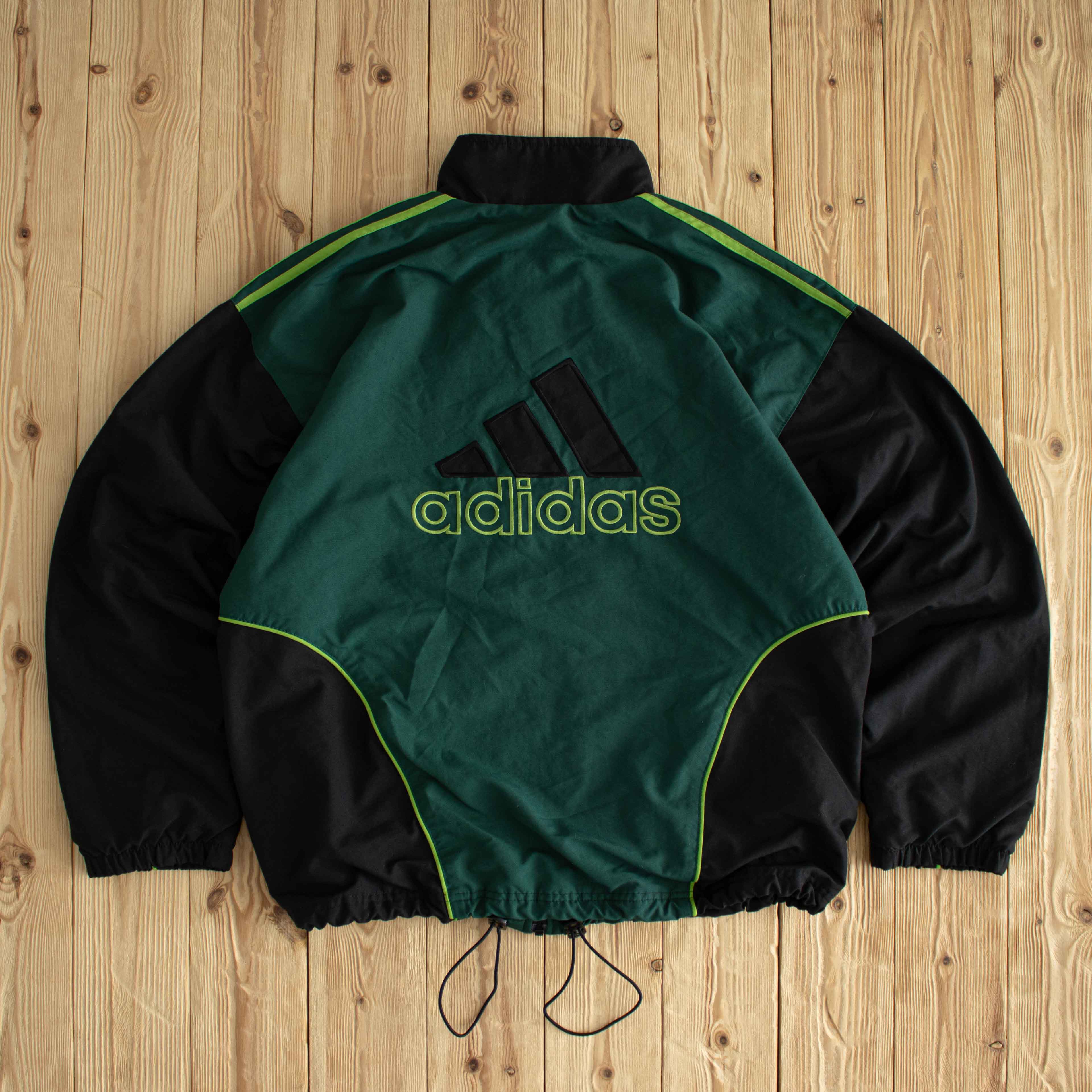 (L) Adidas Vintage Embroidered Jacket Black Green