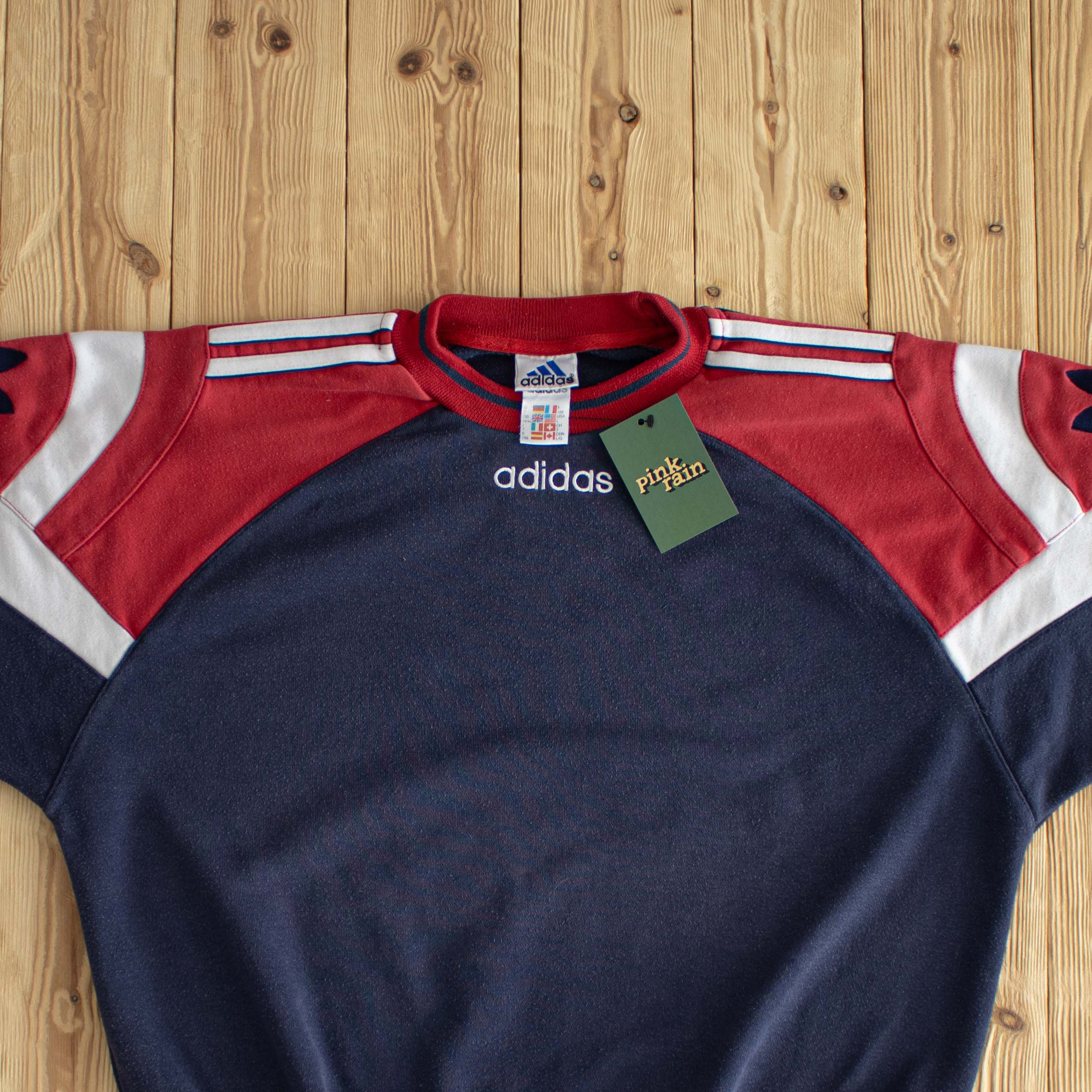 (M/L) Adidas Vintage Embroidered Sweatshirt Blue