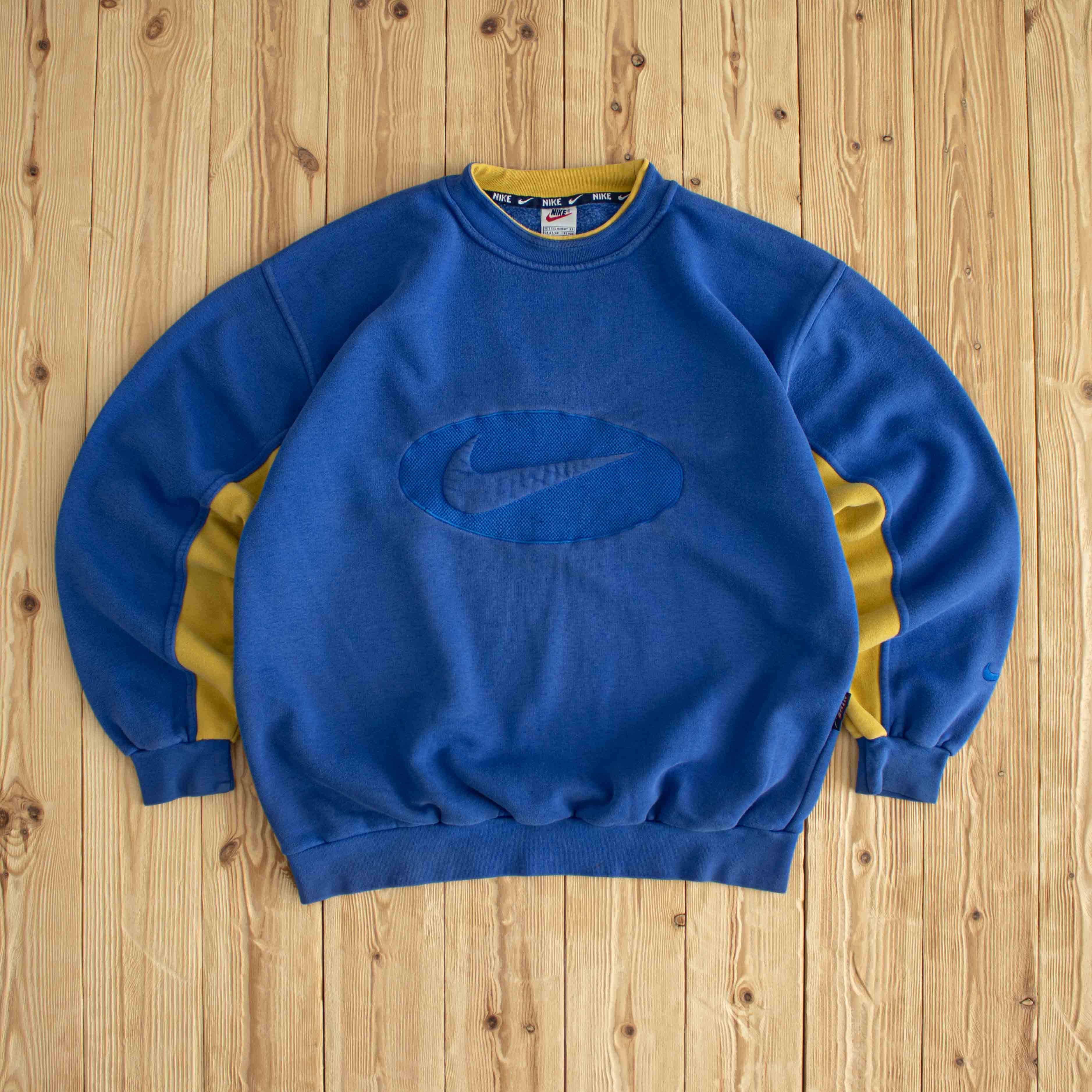 (M/L) Nike Swoosh Vintage Embroidered Sweatshirt Blue