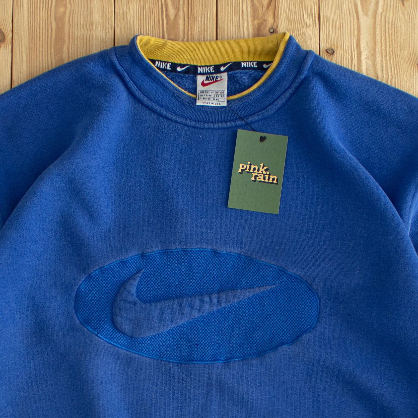 (M/L) Nike Swoosh Vintage Embroidered Sweatshirt Blue