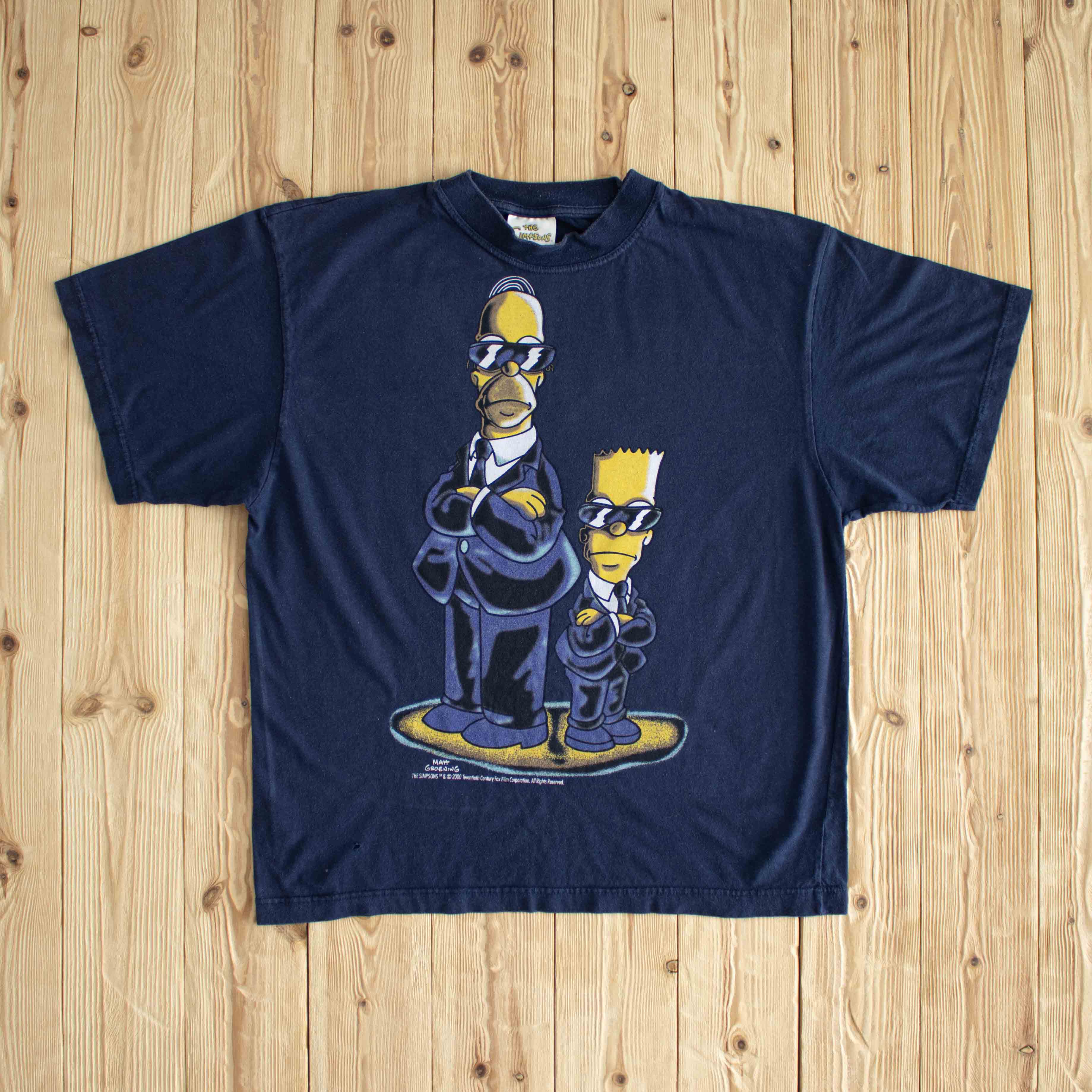 (M/L) 2000 The Simpsons Matt Groening Vintage T-Shirt Blue