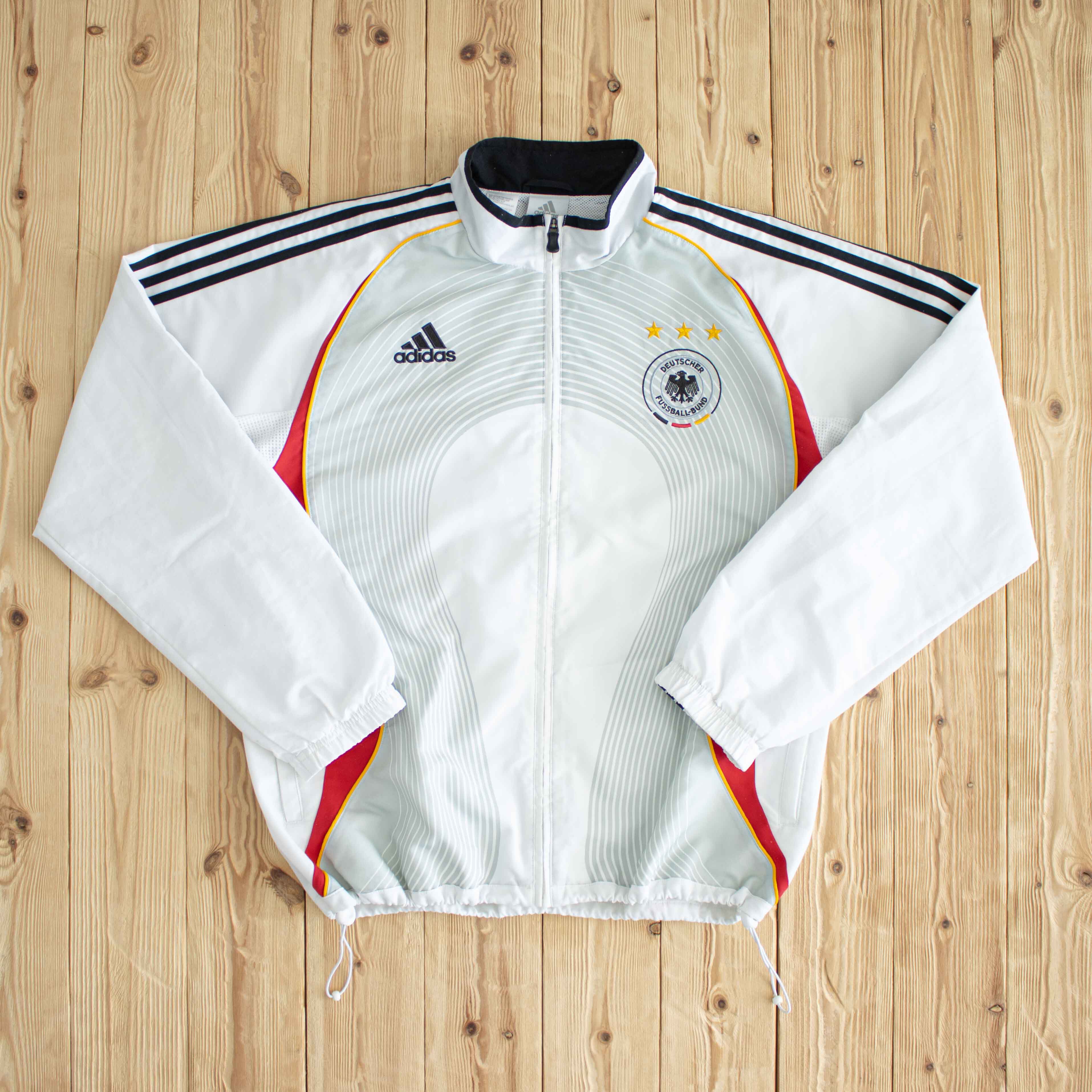 (L/XL) Adidas Deutscher Fussball-Bund Vintage Embroidered Jacket White