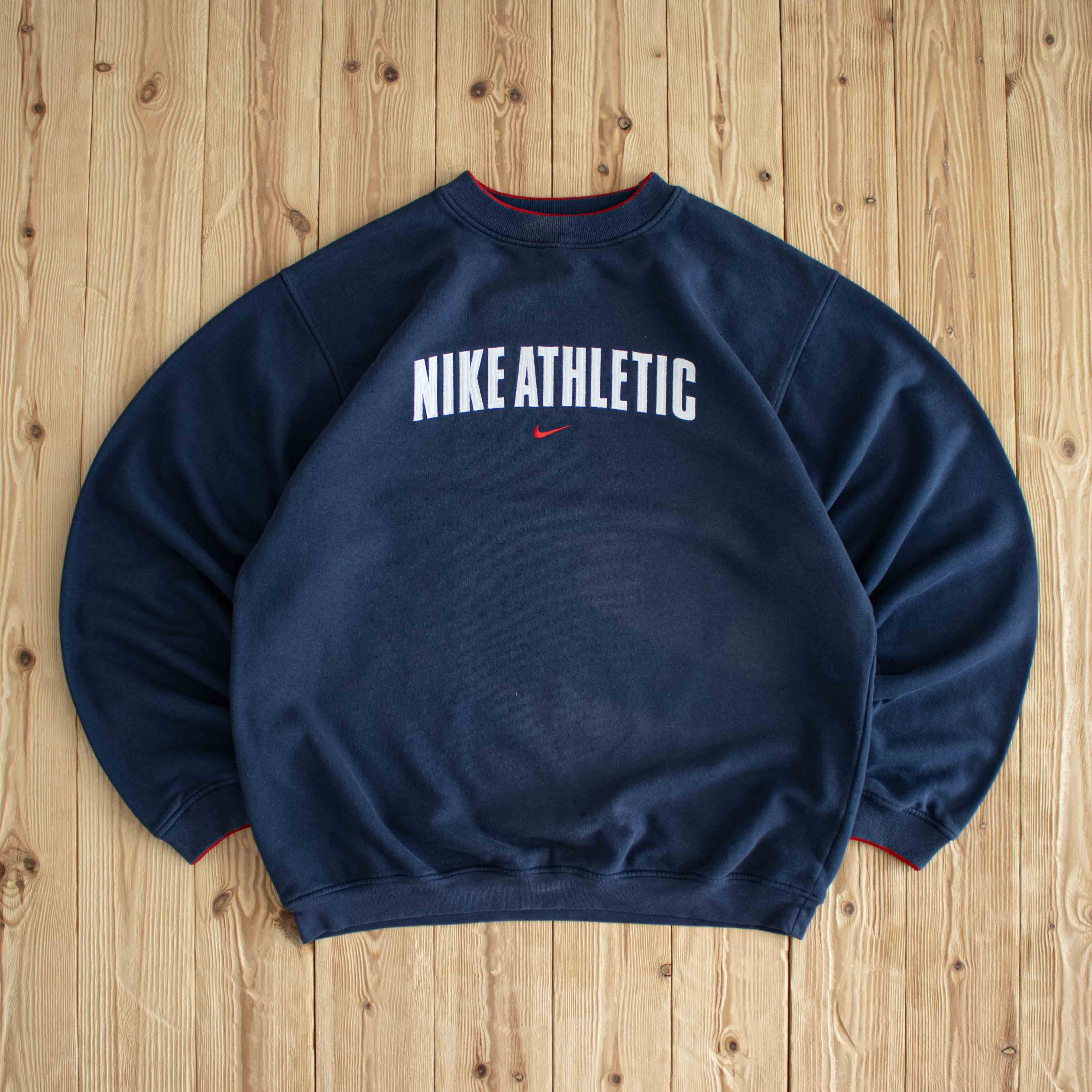 (L/XL) Nike Athletic Vintage Embroidered Sweatshirt Blue