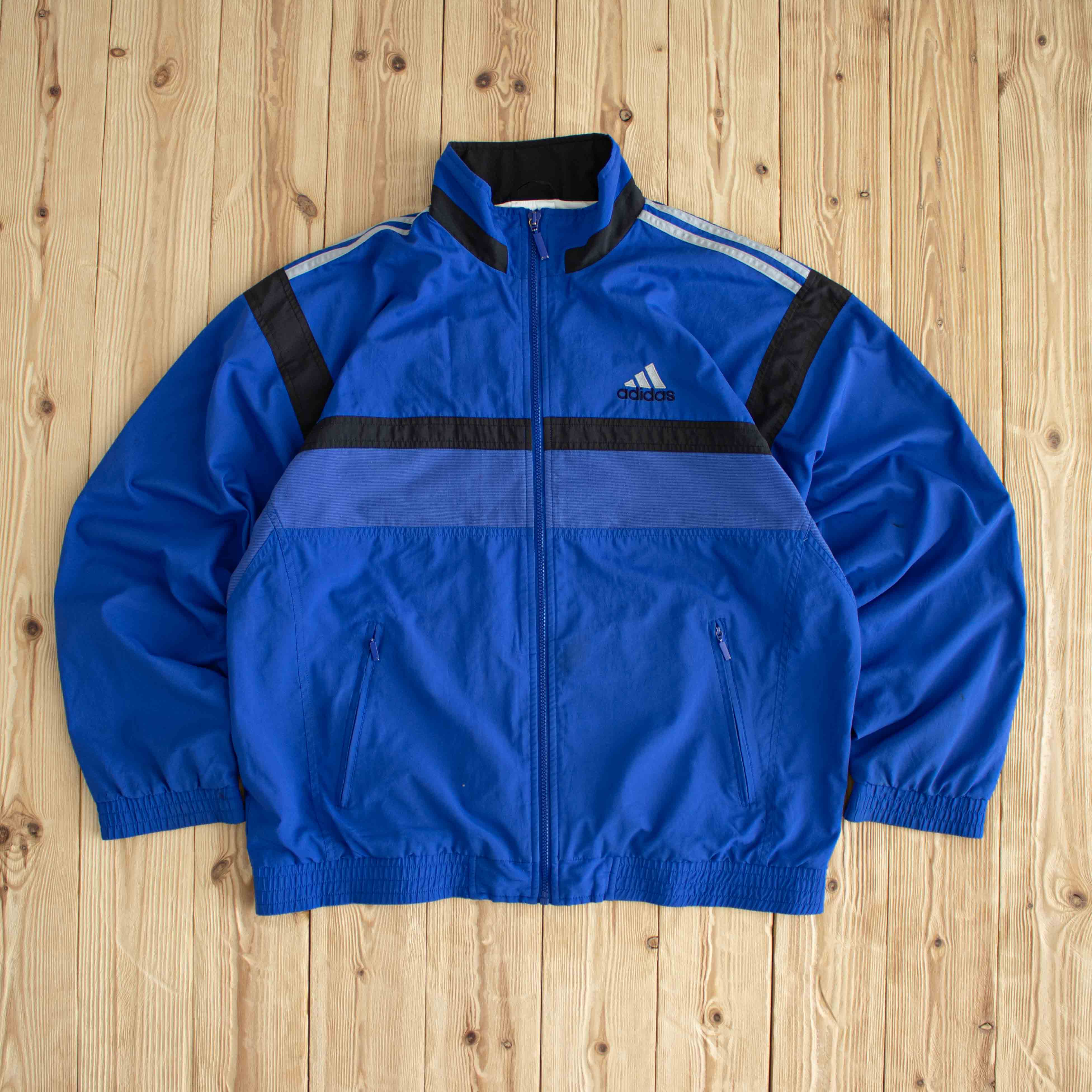 (L) Adidas Vintage Embroidered Jacket Blue