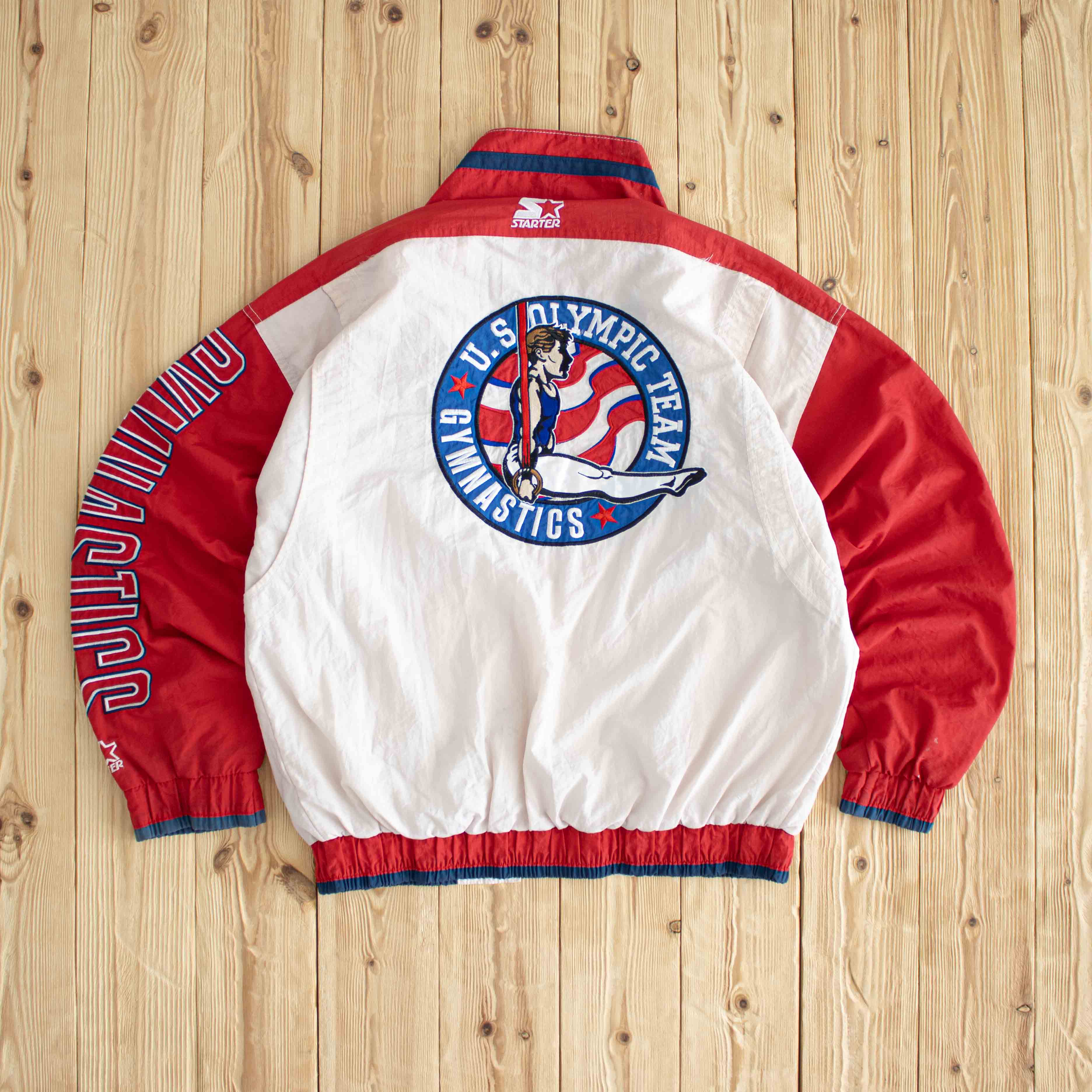(S/M) Starter Olympics USA Gymnastics Vintage Embroidered Jacket White Red