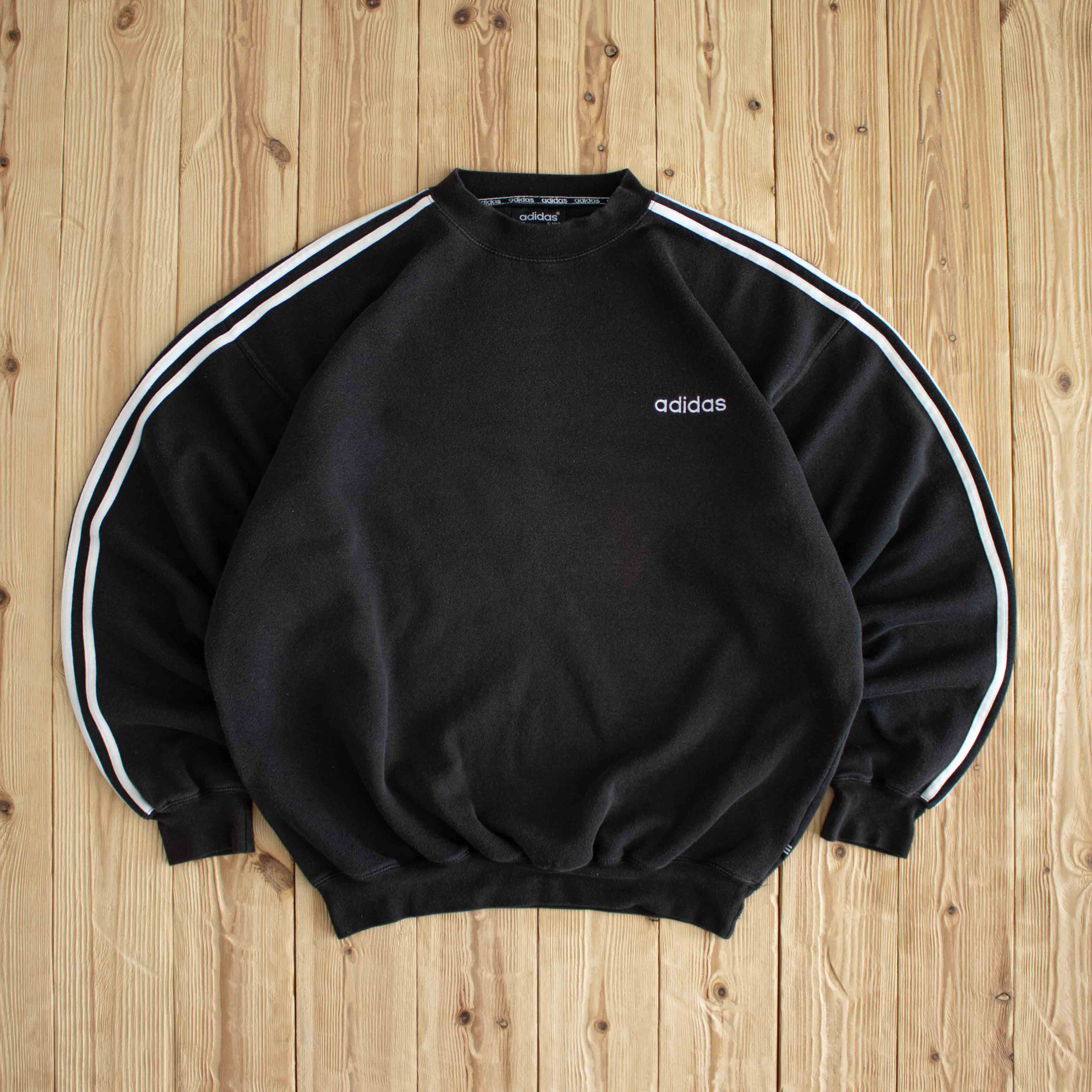 (L/XL) Adidas Vintage Essential Embroidered Sweatshirt Black