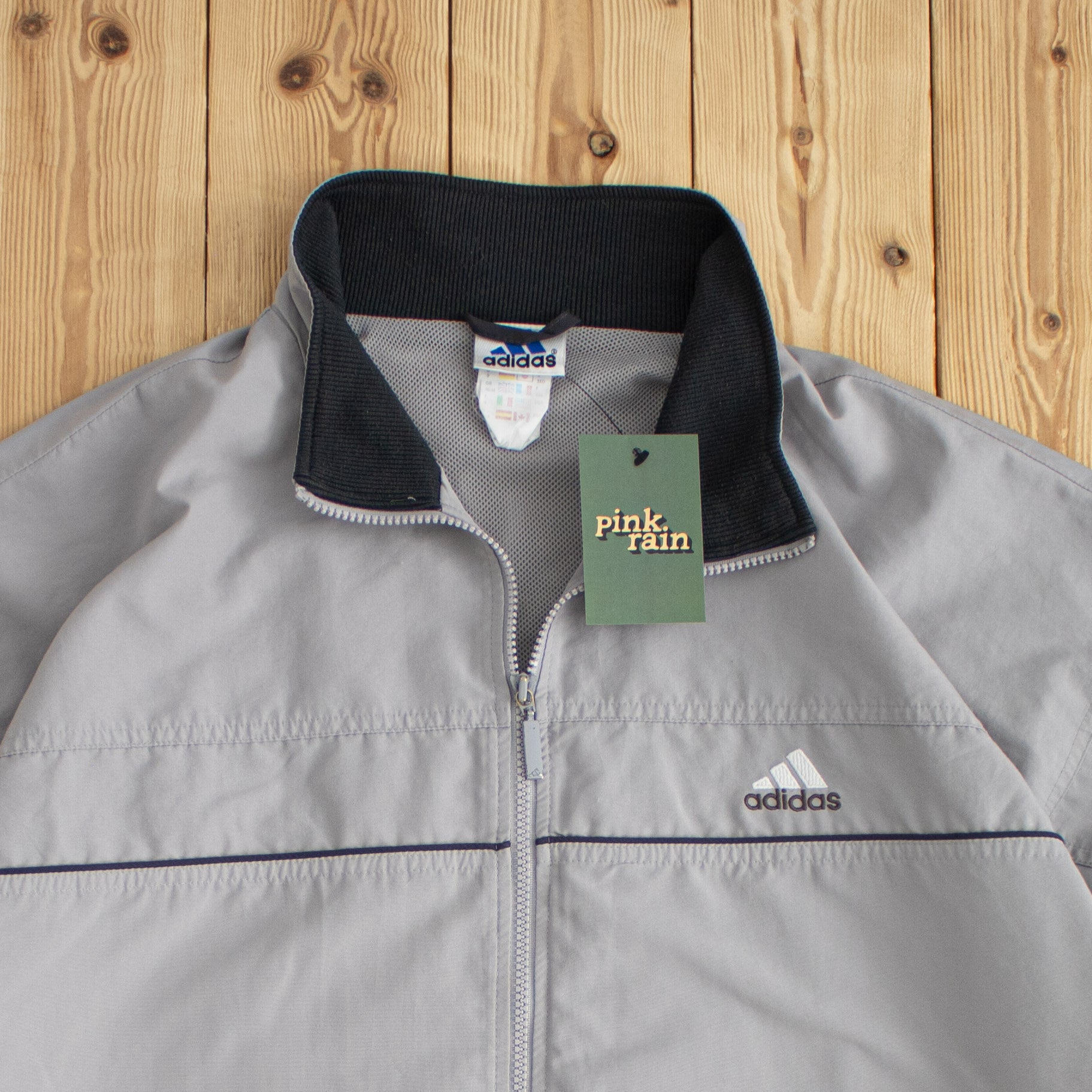 (XL) Adidas Logo Vintage Embroidered Jacket Gray