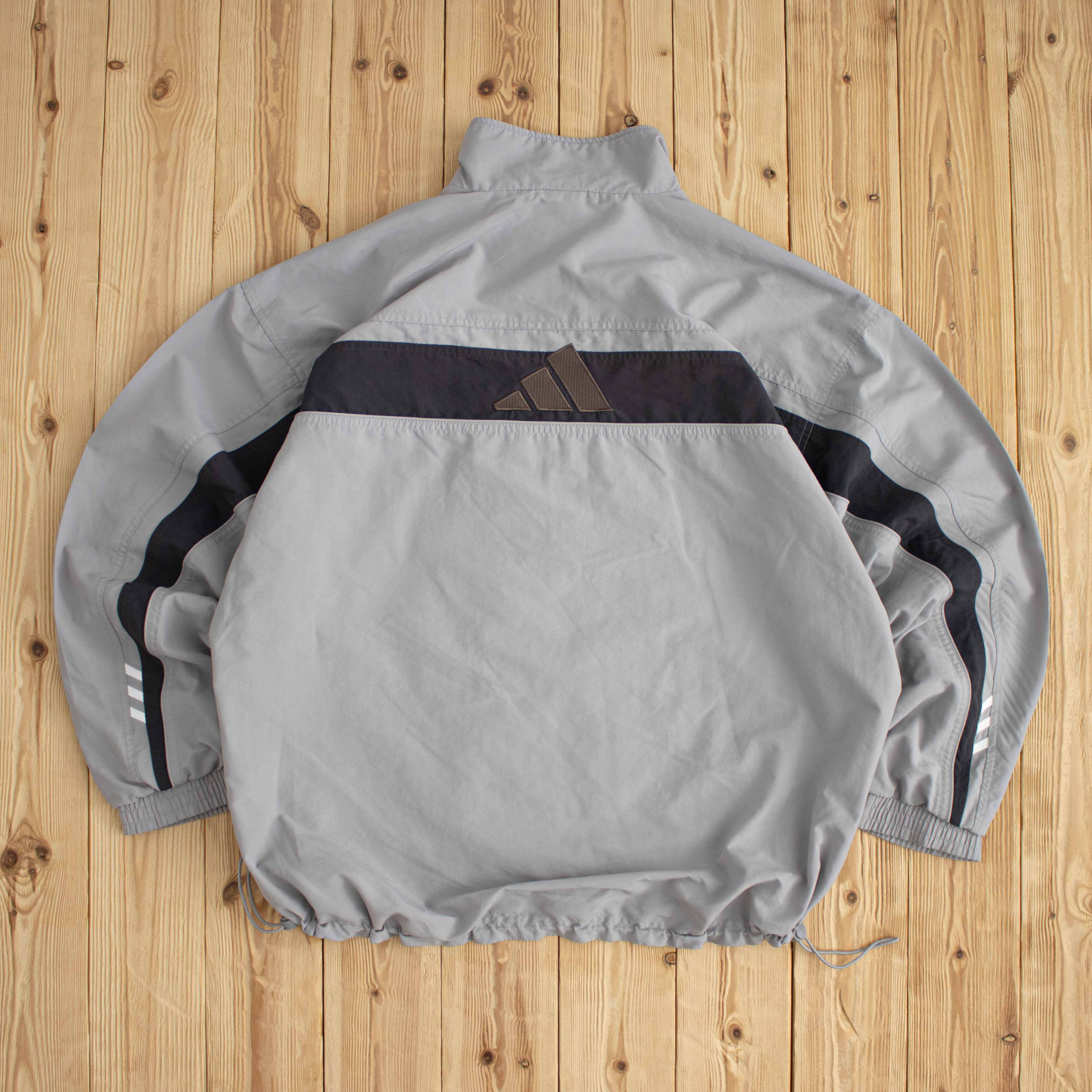 (XL) Adidas Logo Vintage Embroidered Jacket Gray