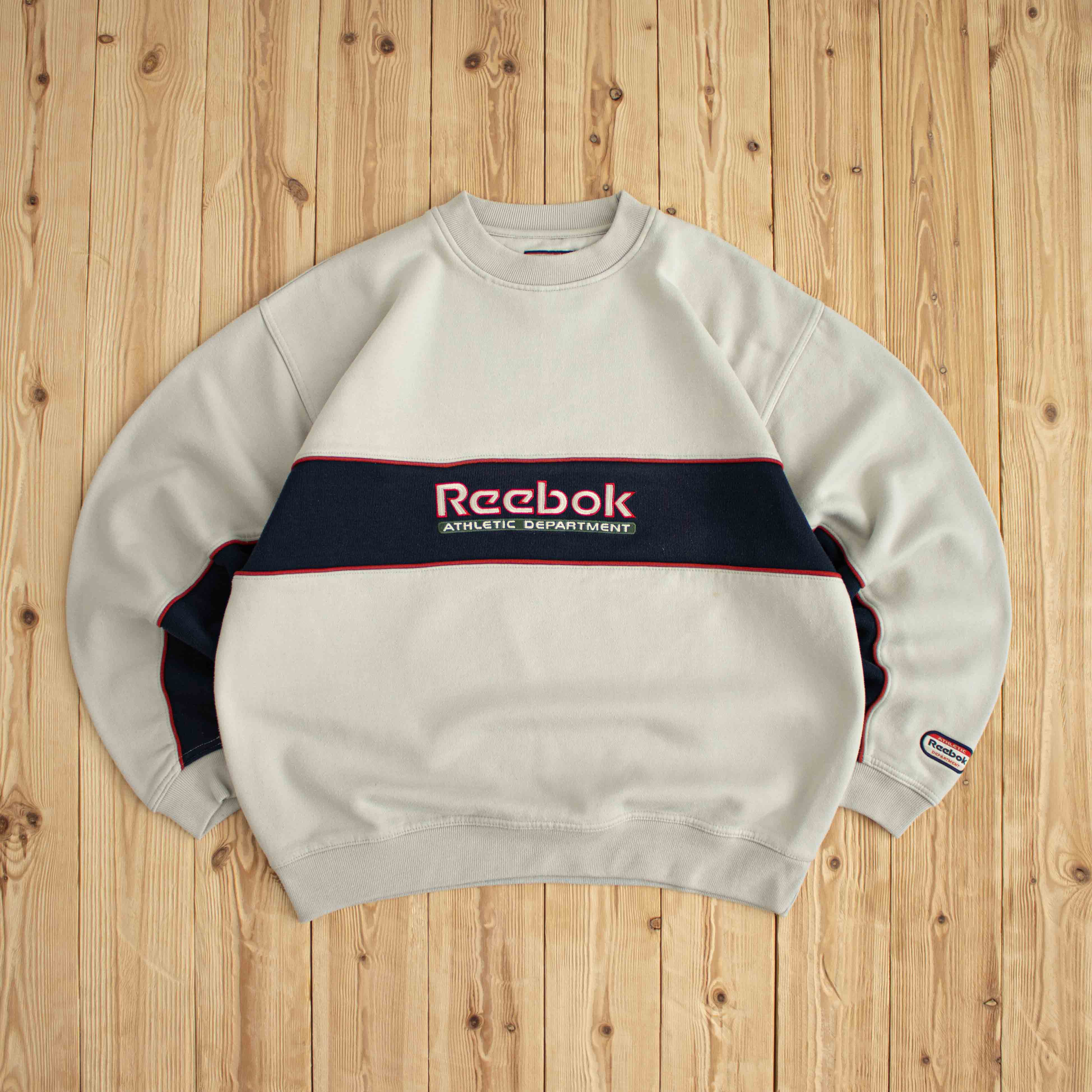 (L) Reebok Athletic Department Vintage Embroidered Sweatshirt Beige
