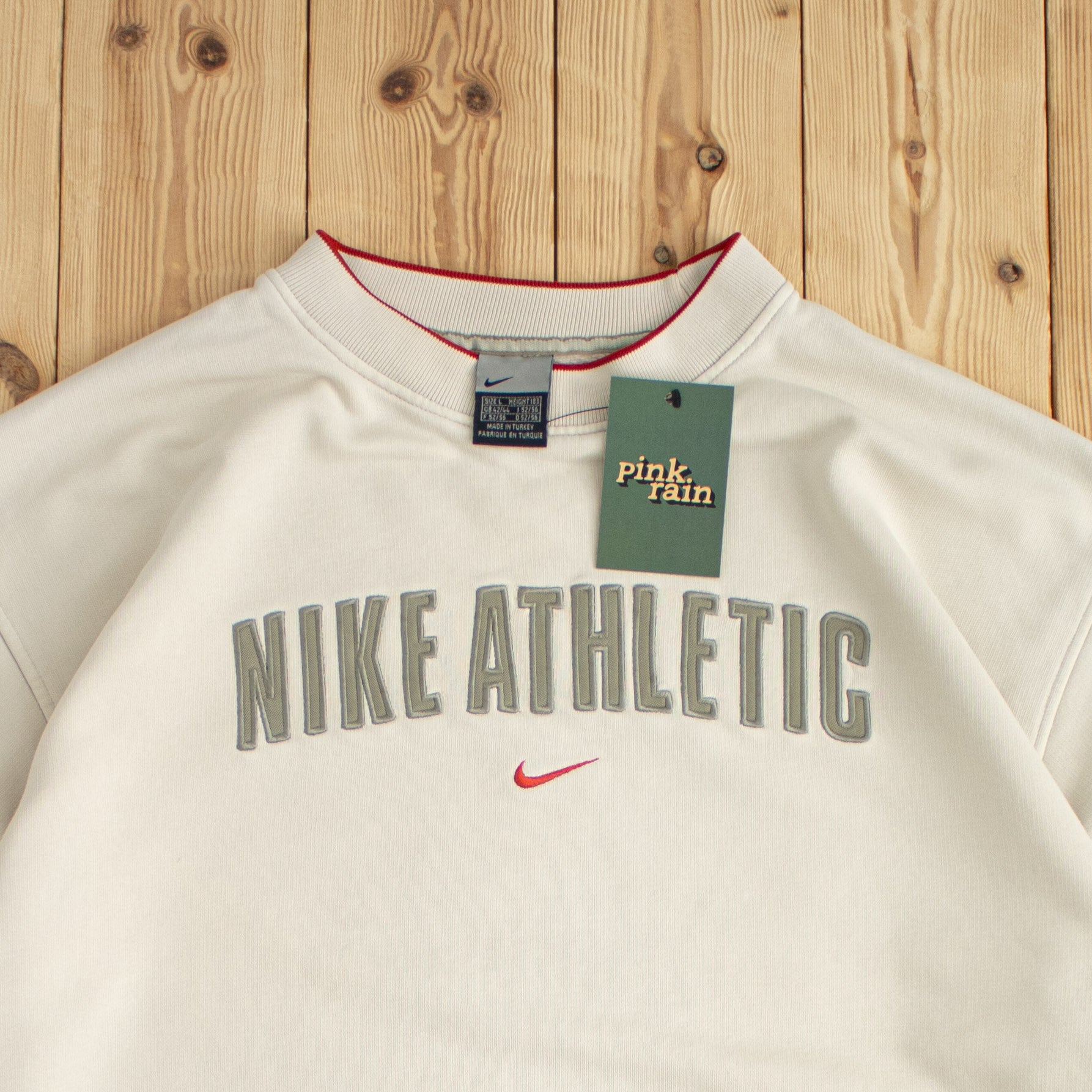(L/XL) Nike Athletic Vintage Embroidered Sweatshirt Beige