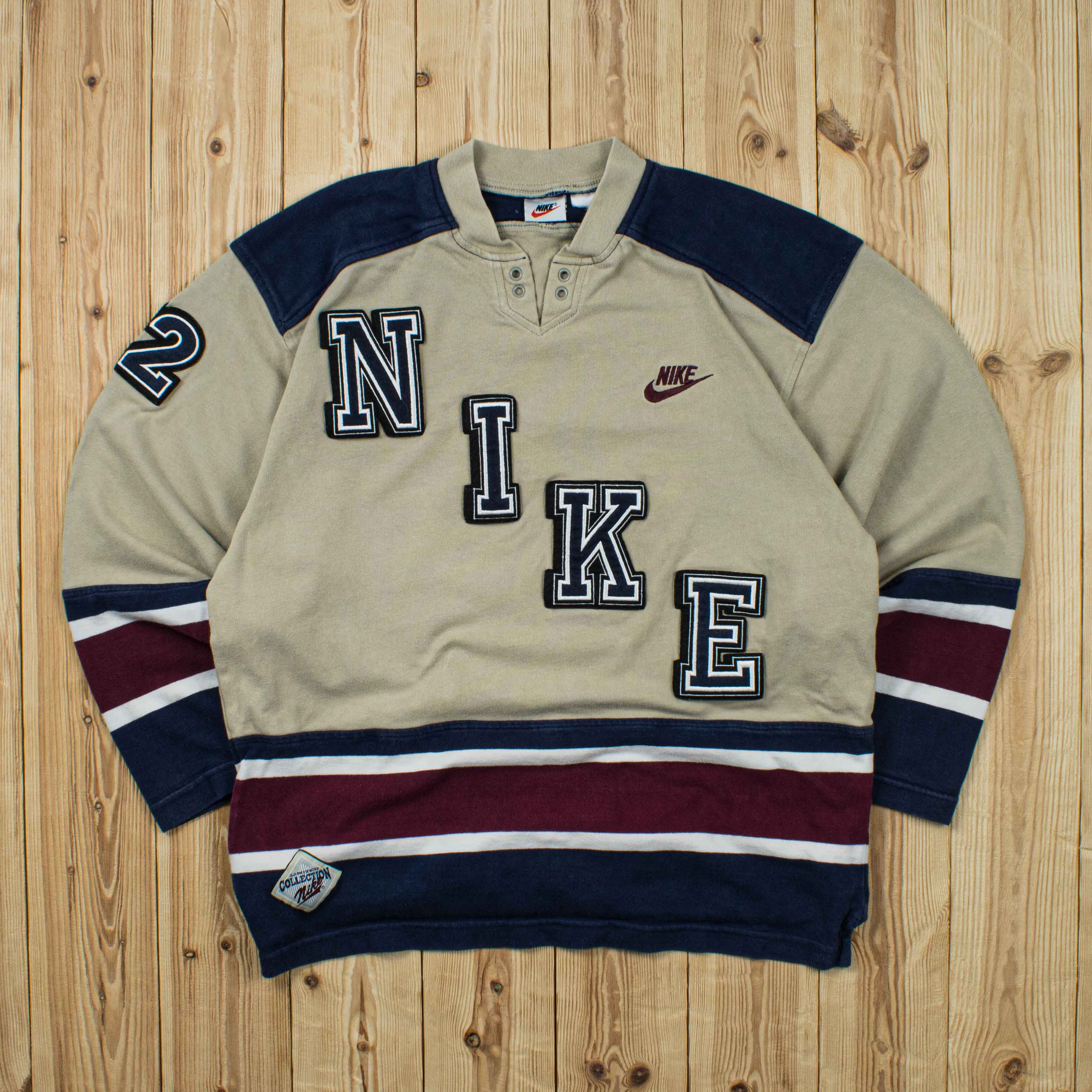 (M) Vintage Nike Spell Out Embroidered Rugby Shirt